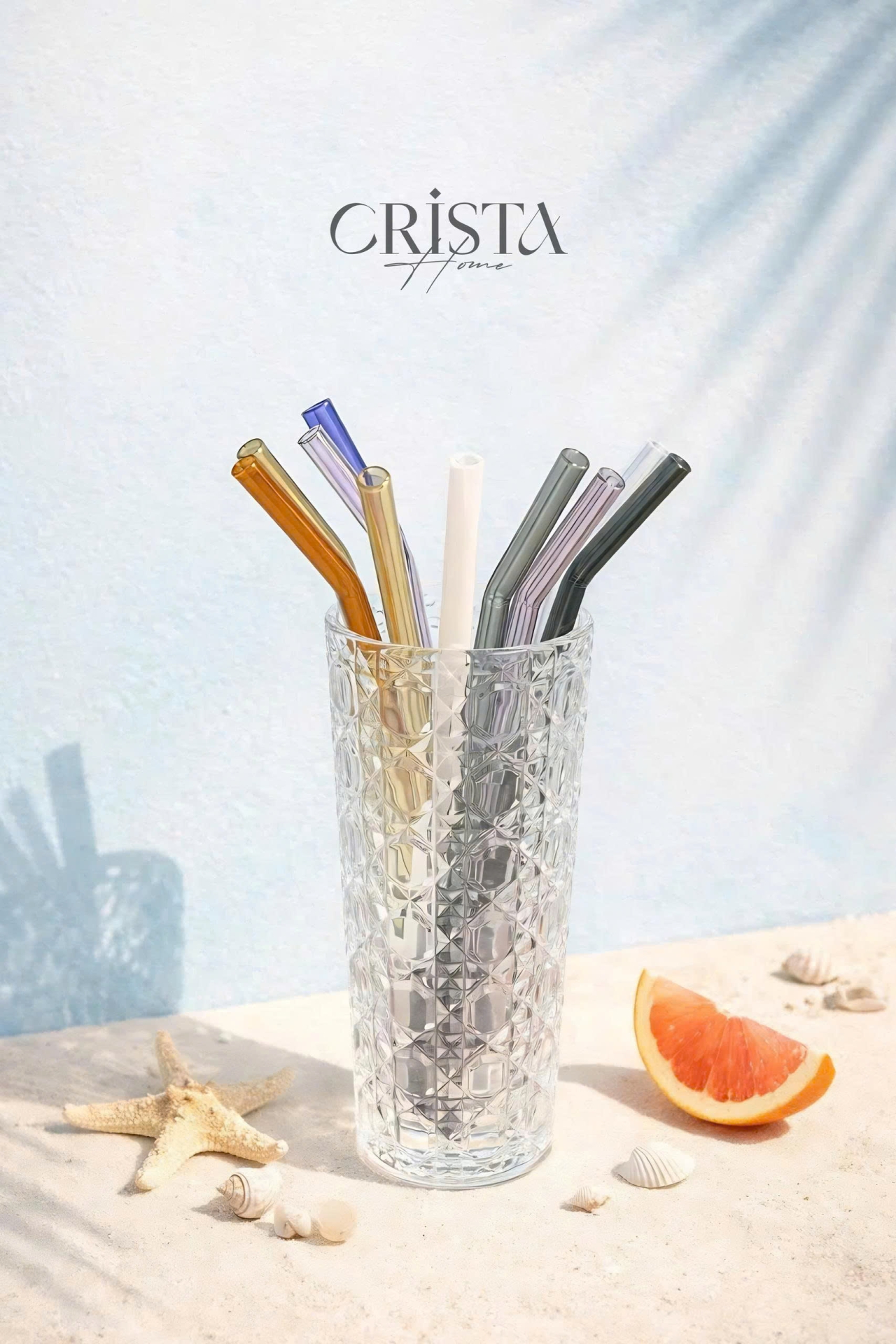 BỘ 5 ỐNG HÚT THỦY TINH SẮC MÀU 23CM CRISTA HOME - 2 Màu