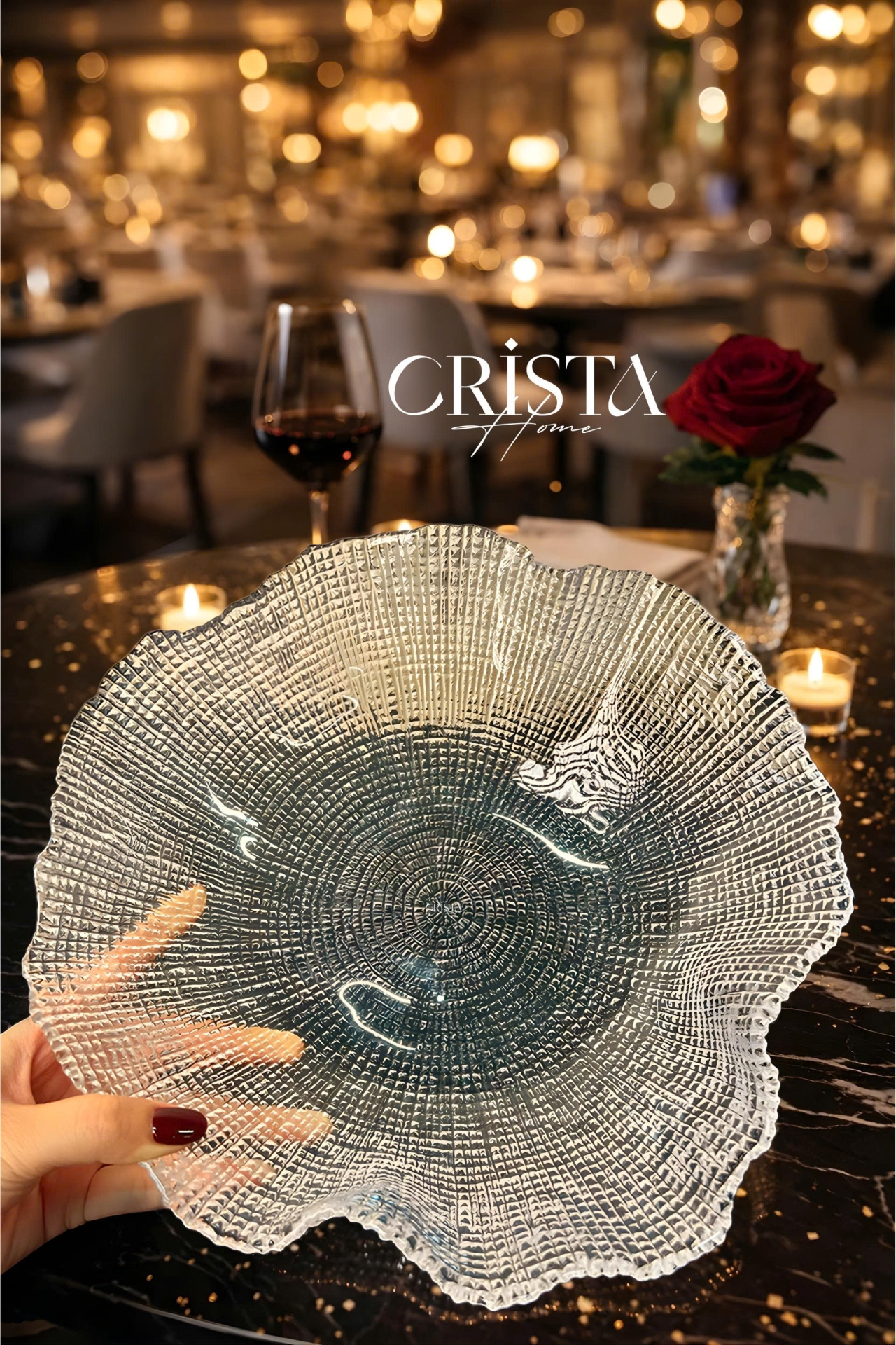 BÁT TÔ VÂN LƯỚI CRISTA HOME 28CM - 4 MÀU