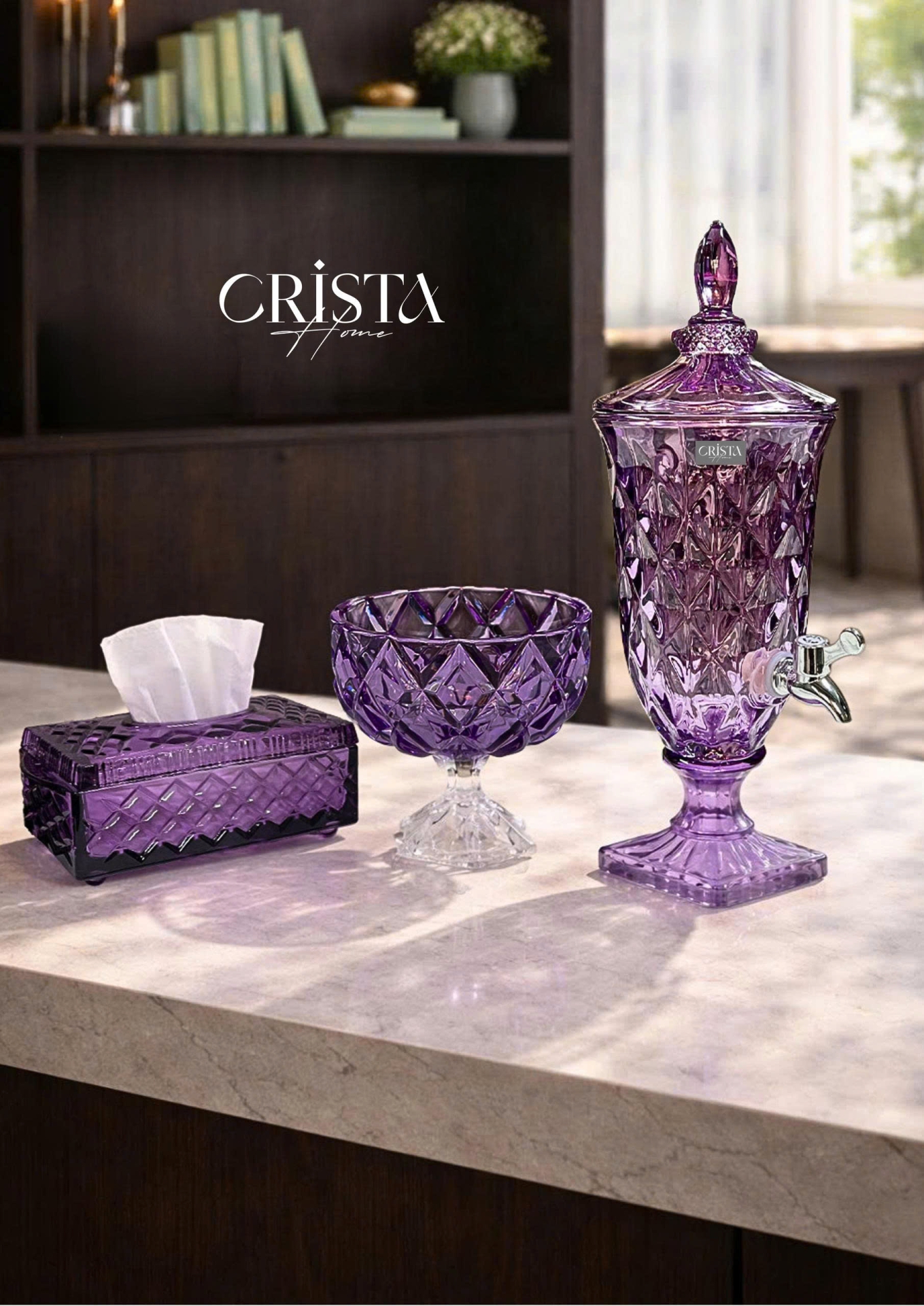 BÌNH NƯỚC VÂN KIM CƯƠNG 2L - 5 Màu, có vòi CRISTA HOME