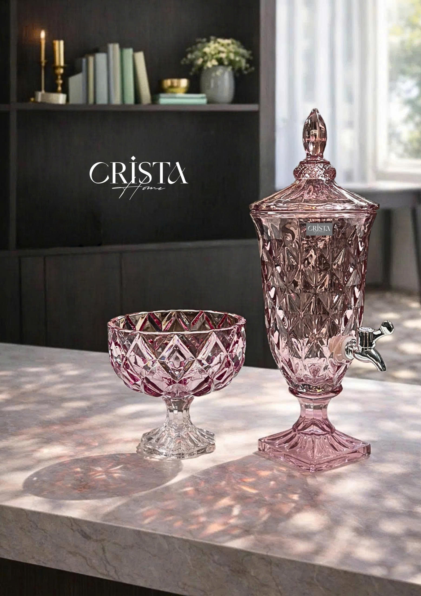 BÌNH NƯỚC VÂN KIM CƯƠNG 2L - 5 Màu, có vòi CRISTA HOME