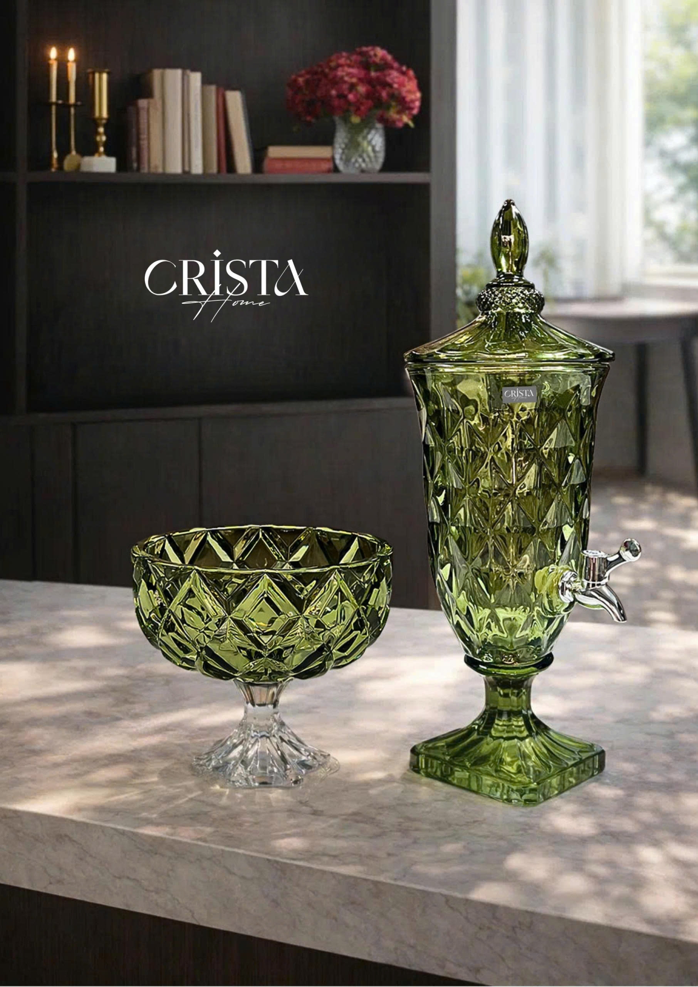 BÌNH NƯỚC VÂN KIM CƯƠNG 2L - 5 Màu, có vòi CRISTA HOME
