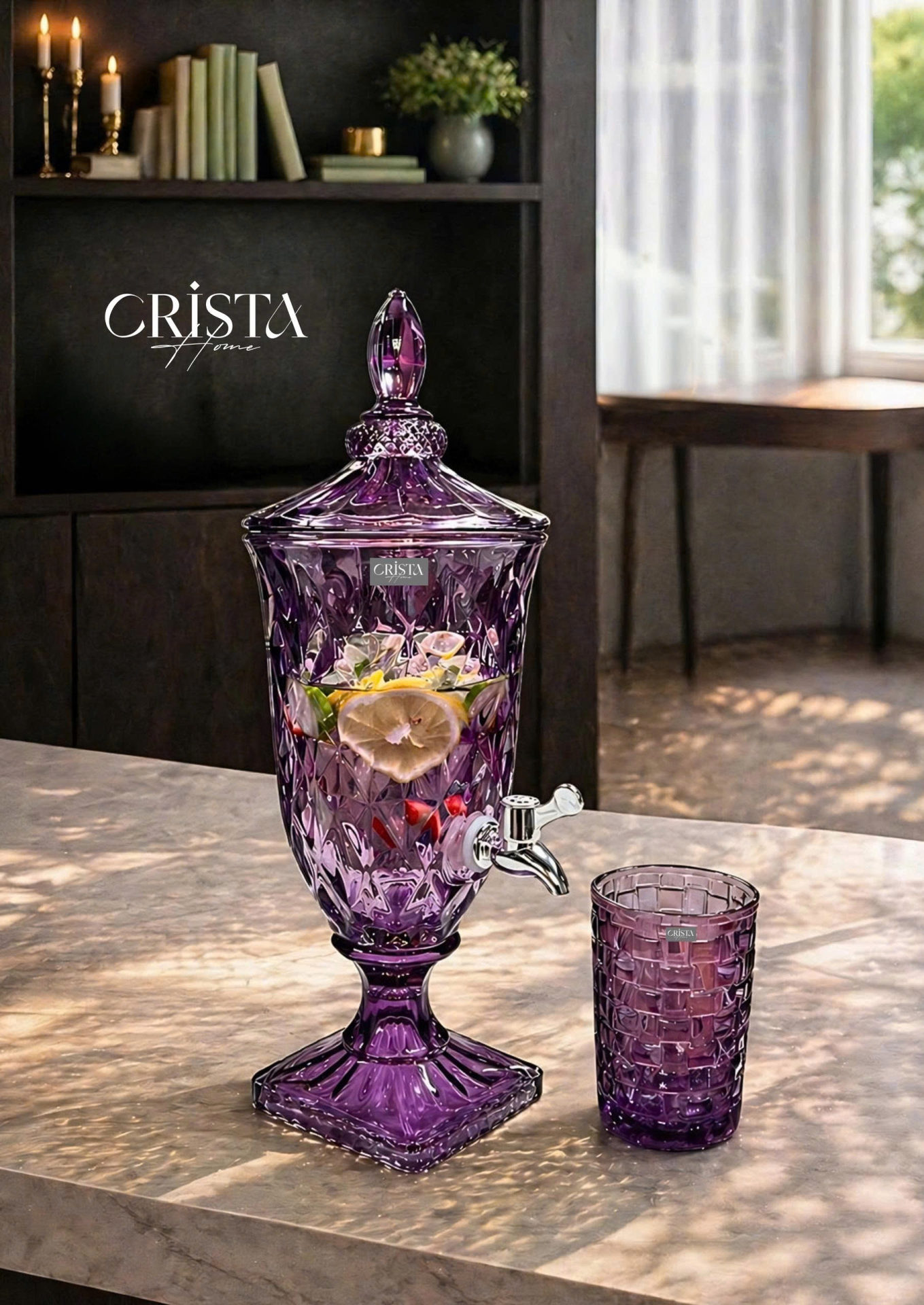 BÌNH NƯỚC VÂN KIM CƯƠNG 2L - 5 Màu, có vòi CRISTA HOME
