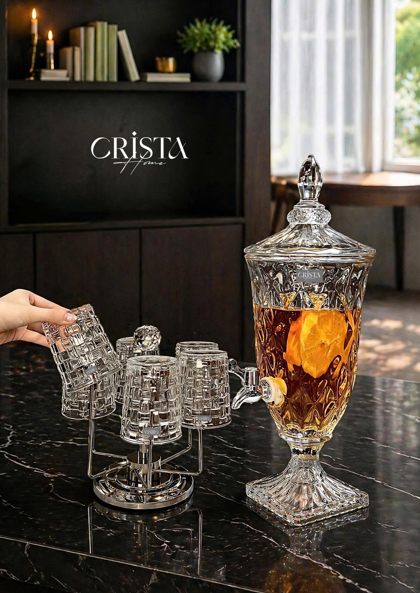 BÌNH NƯỚC VÂN KIM CƯƠNG 2L - 5 Màu, có vòi CRISTA HOME