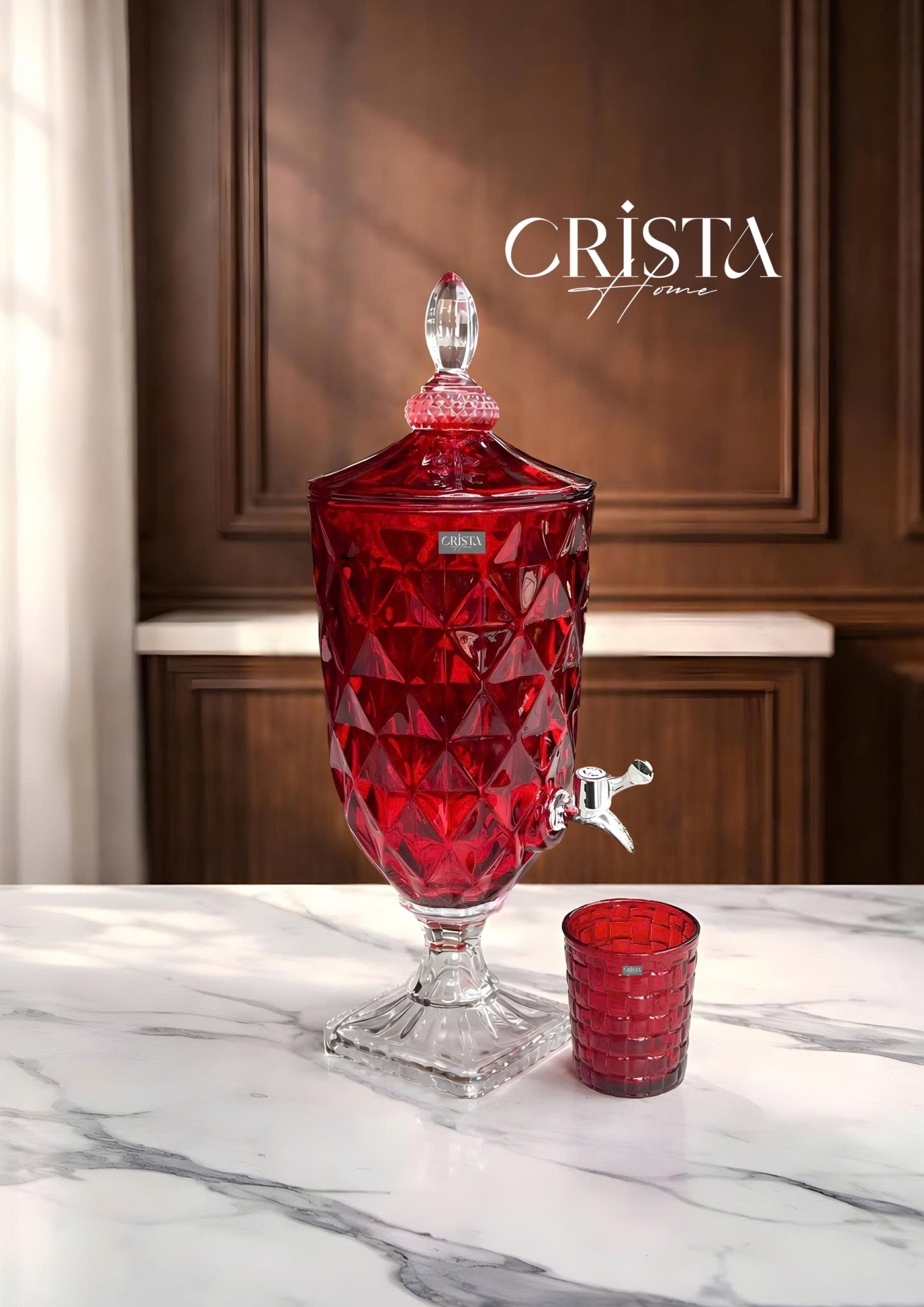 Bình Thủy Tinh Vân Kim Cương Có Vòi 3.3L - 5 Màu CRISTA HOME