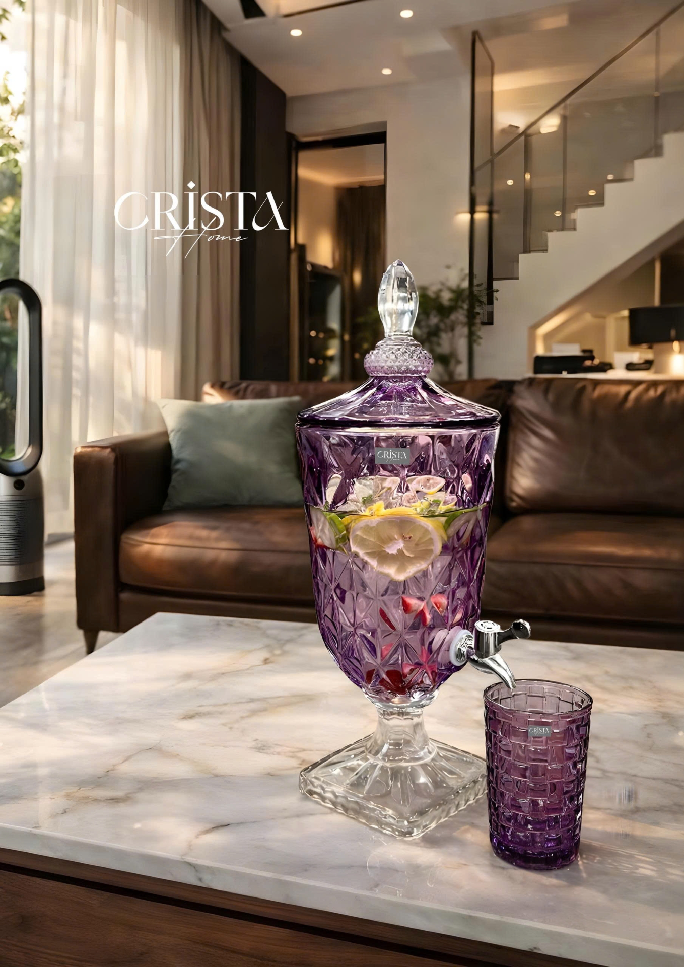 Bình Thủy Tinh Vân Kim Cương Có Vòi 3.3L - 5 Màu CRISTA HOME