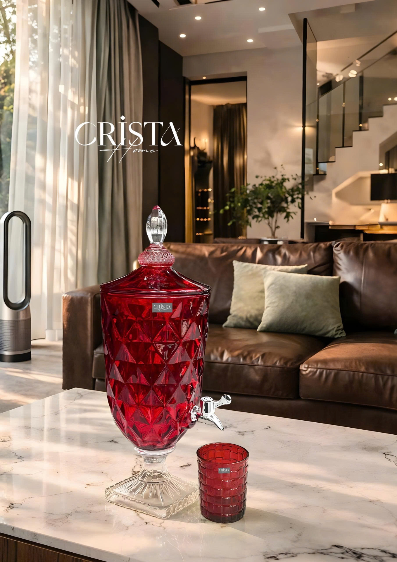 Bình Thủy Tinh Vân Kim Cương Có Vòi 3.3L - 5 Màu CRISTA HOME