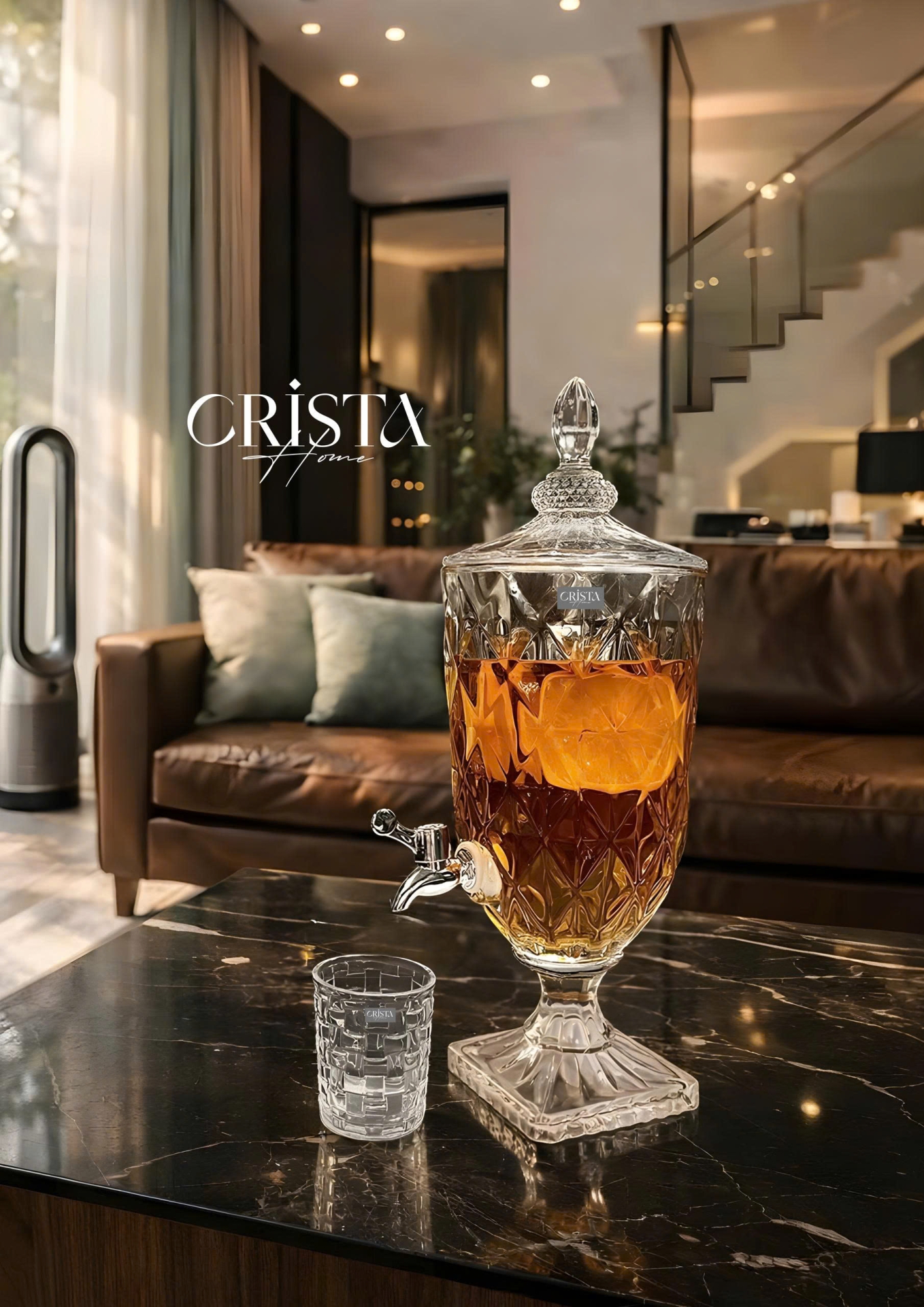 Bình Thủy Tinh Vân Kim Cương Có Vòi 3.3L - 5 Màu CRISTA HOME