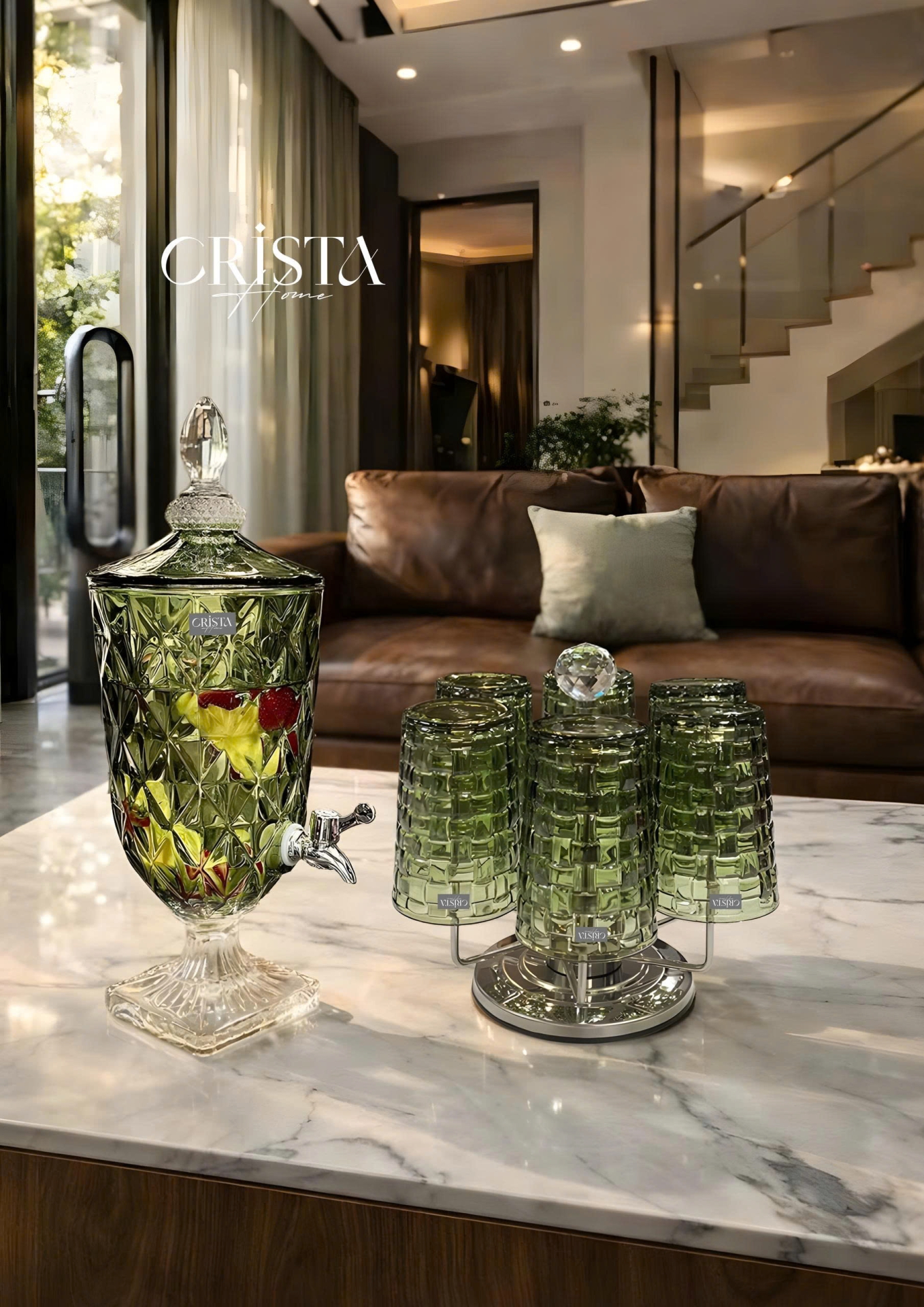 Bình Thủy Tinh Vân Kim Cương Có Vòi 3.3L - 5 Màu CRISTA HOME