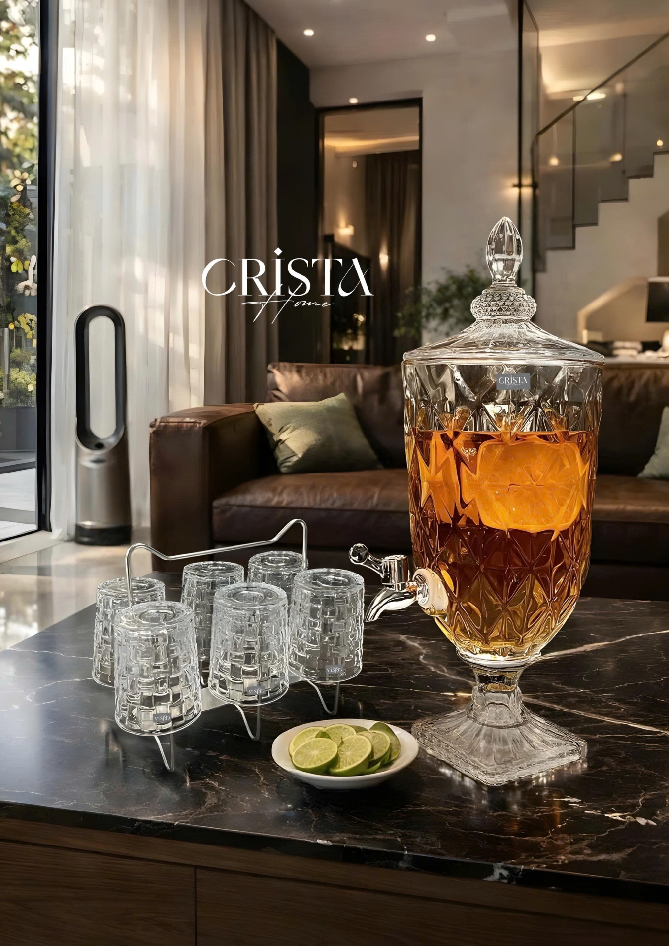 Bình Thủy Tinh Vân Kim Cương Có Vòi 3.3L - 5 Màu CRISTA HOME