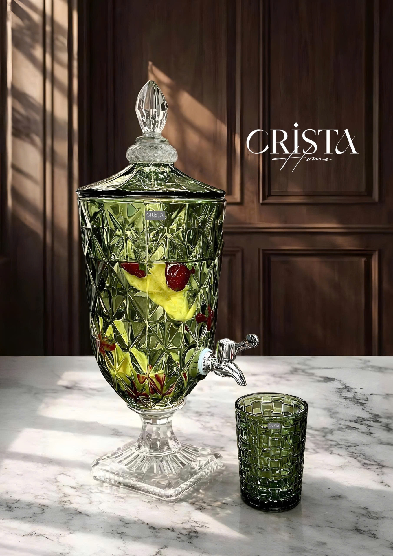 Bình Thủy Tinh Vân Kim Cương Có Vòi 3.3L - 5 Màu CRISTA HOME