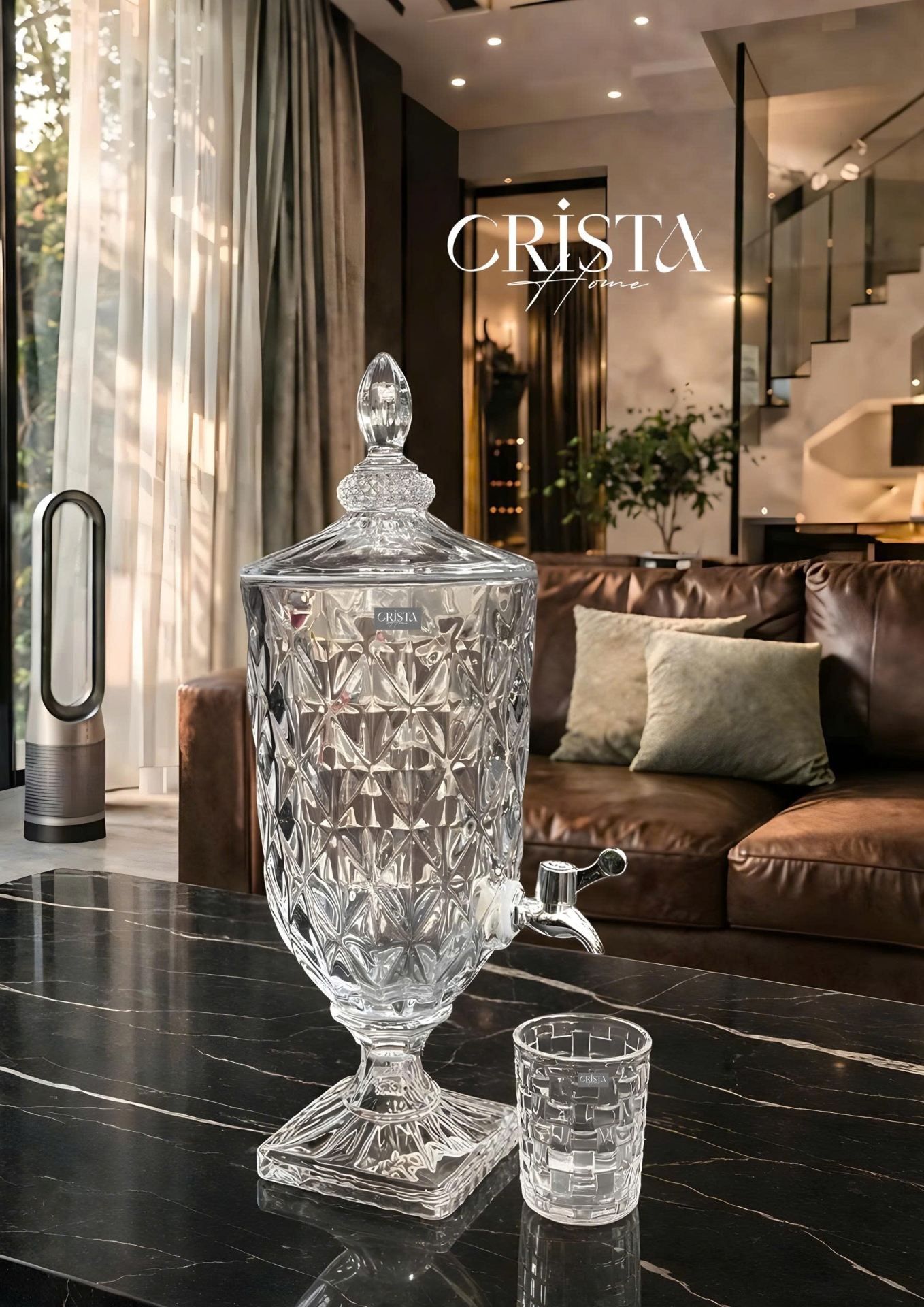 Bình Thủy Tinh Vân Kim Cương Có Vòi 3.3L - 5 Màu CRISTA HOME