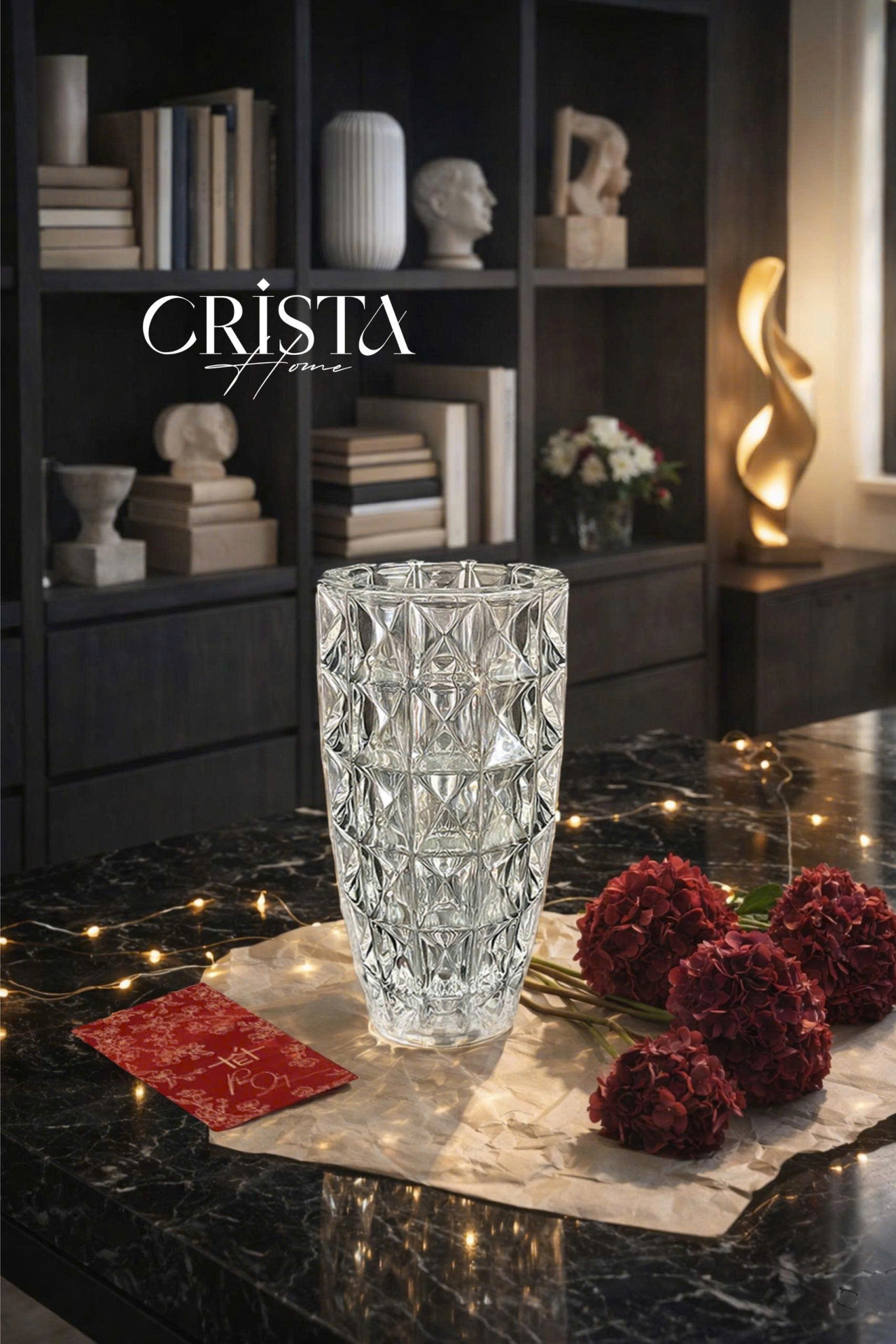 Lọ Hoa Thủy Tinh Vân Kim Cương | 6 Màu CRISTA HOME