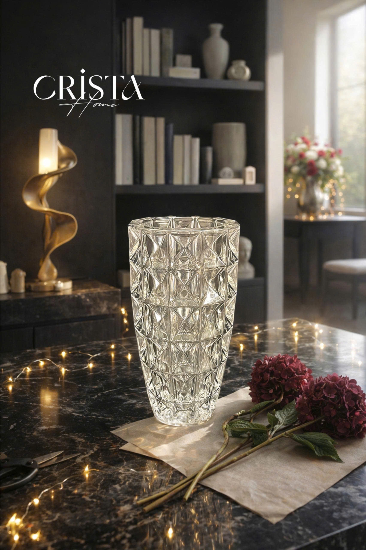 Lọ Hoa Thủy Tinh Vân Kim Cương | 6 Màu CRISTA HOME