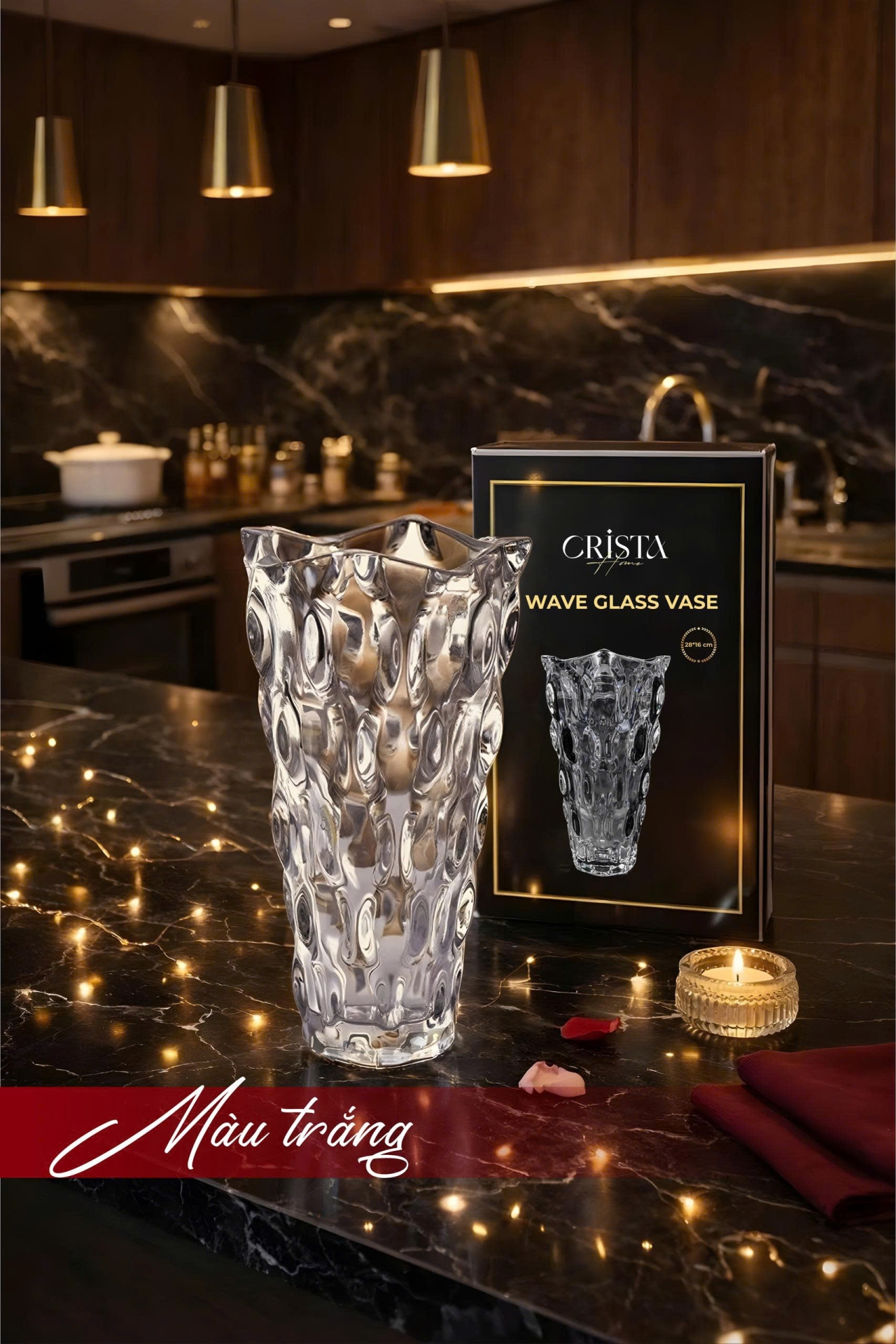 BÌNH HOA THỦY TINH DÁNG SÓNG MÀU OMBRE | 7 Màu