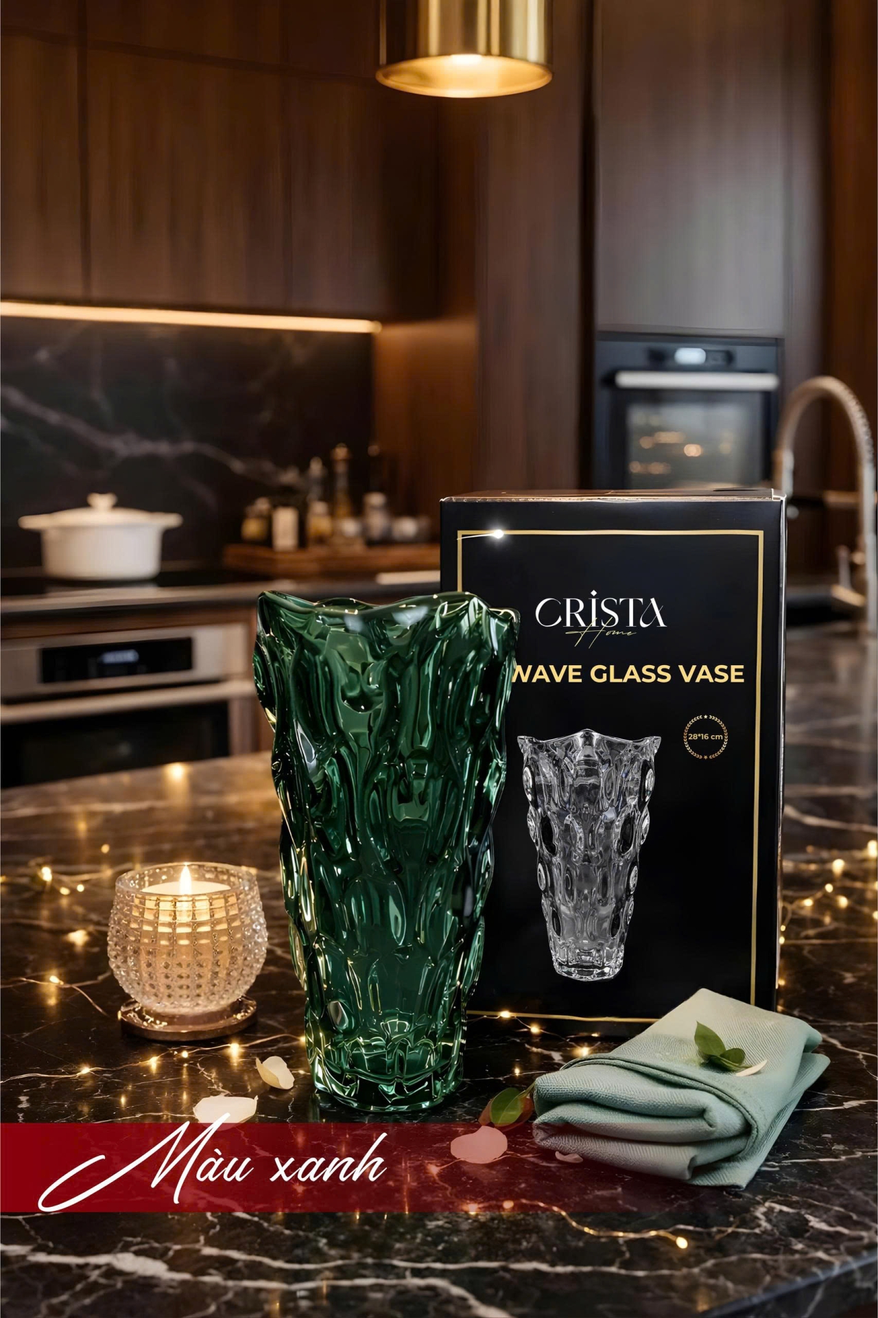 BÌNH HOA THỦY TINH DÁNG SÓNG MÀU OMBRE | 7 Màu