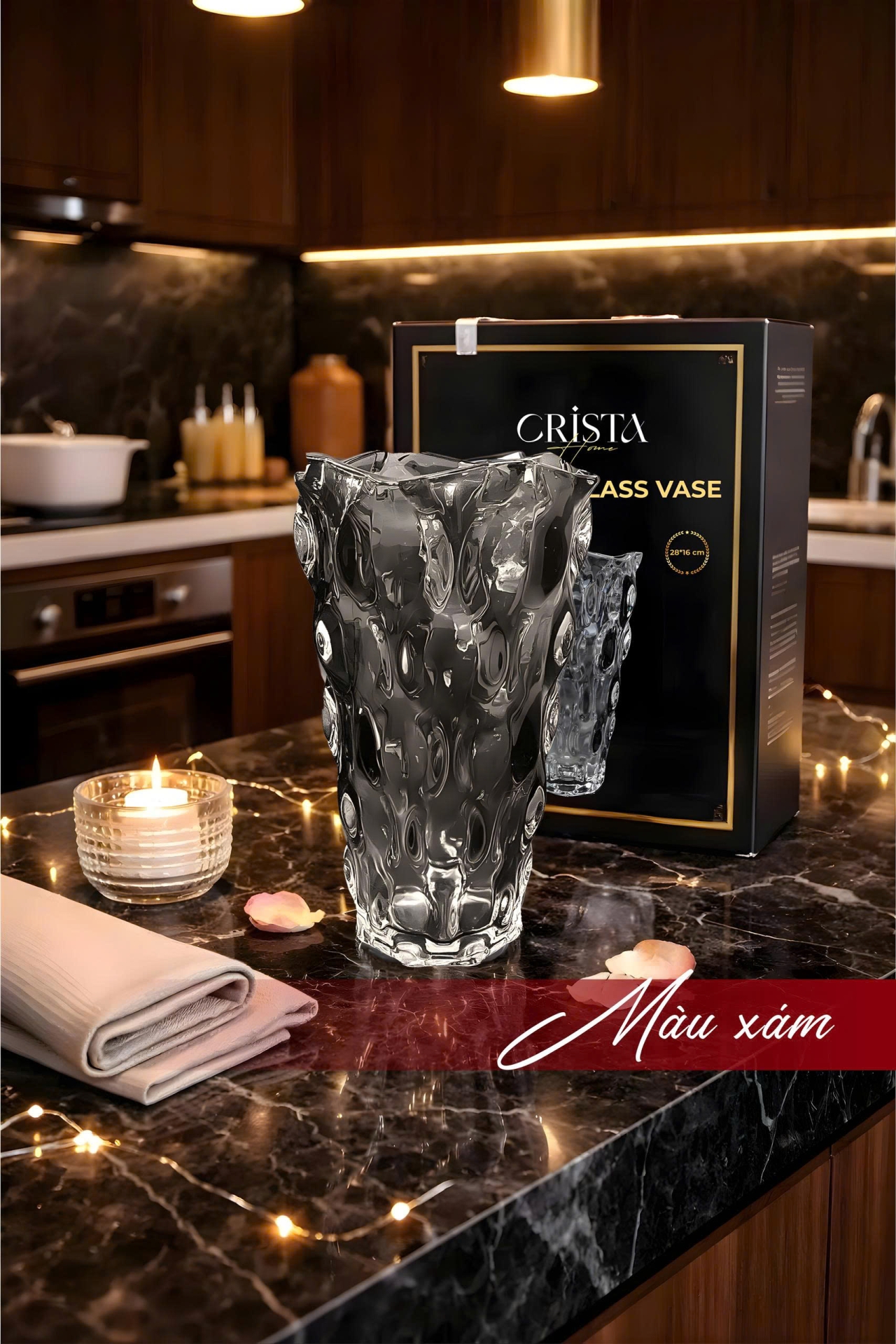 BÌNH HOA THỦY TINH DÁNG SÓNG MÀU OMBRE | 7 Màu