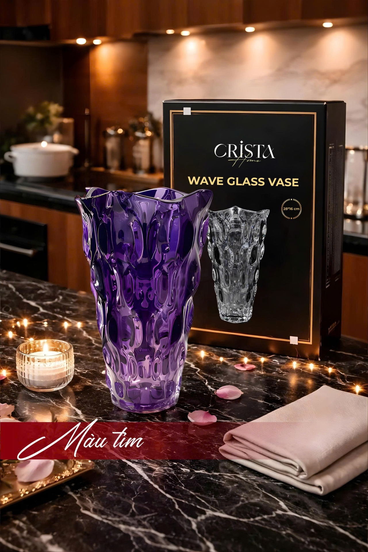 BÌNH HOA THỦY TINH DÁNG SÓNG MÀU OMBRE | 7 Màu