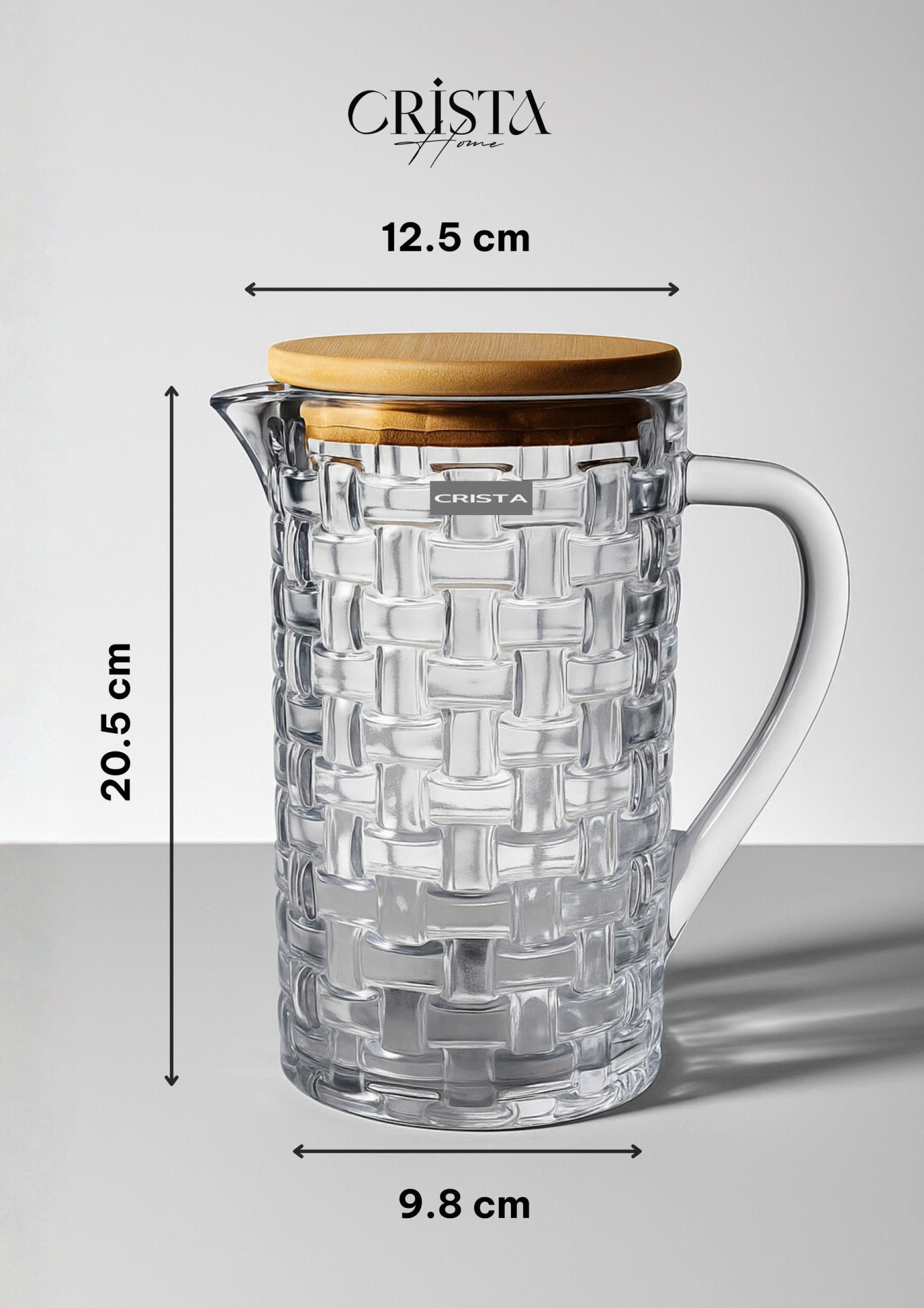 BÌNH THỦY TINH VÂN CARO NẮP TRE - MÀU TRONG SUỐT