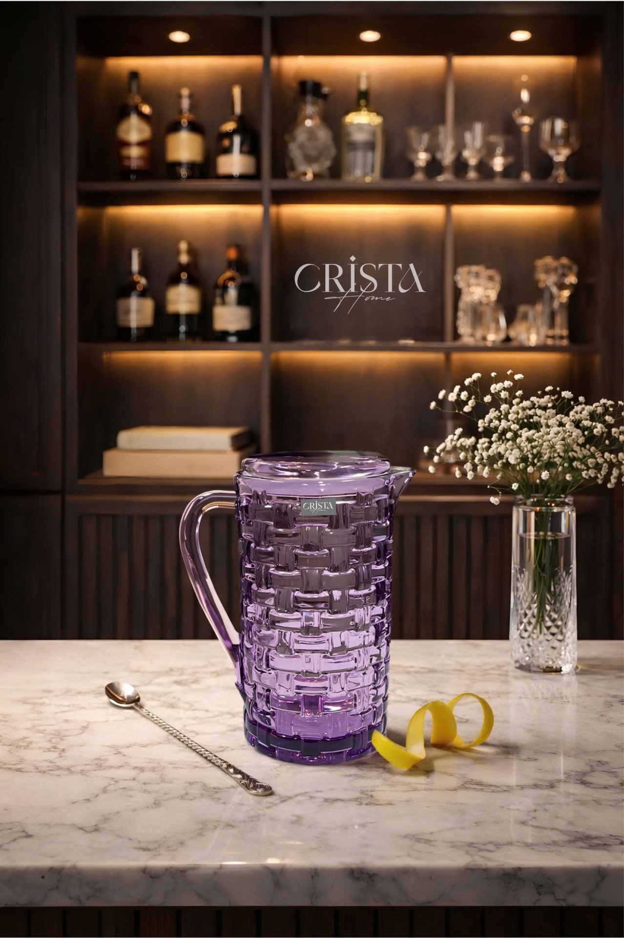 Bình Thủy Tinh 1L - 6 Màu Vân Caro CRISTA HOME sắc màu rực rỡ