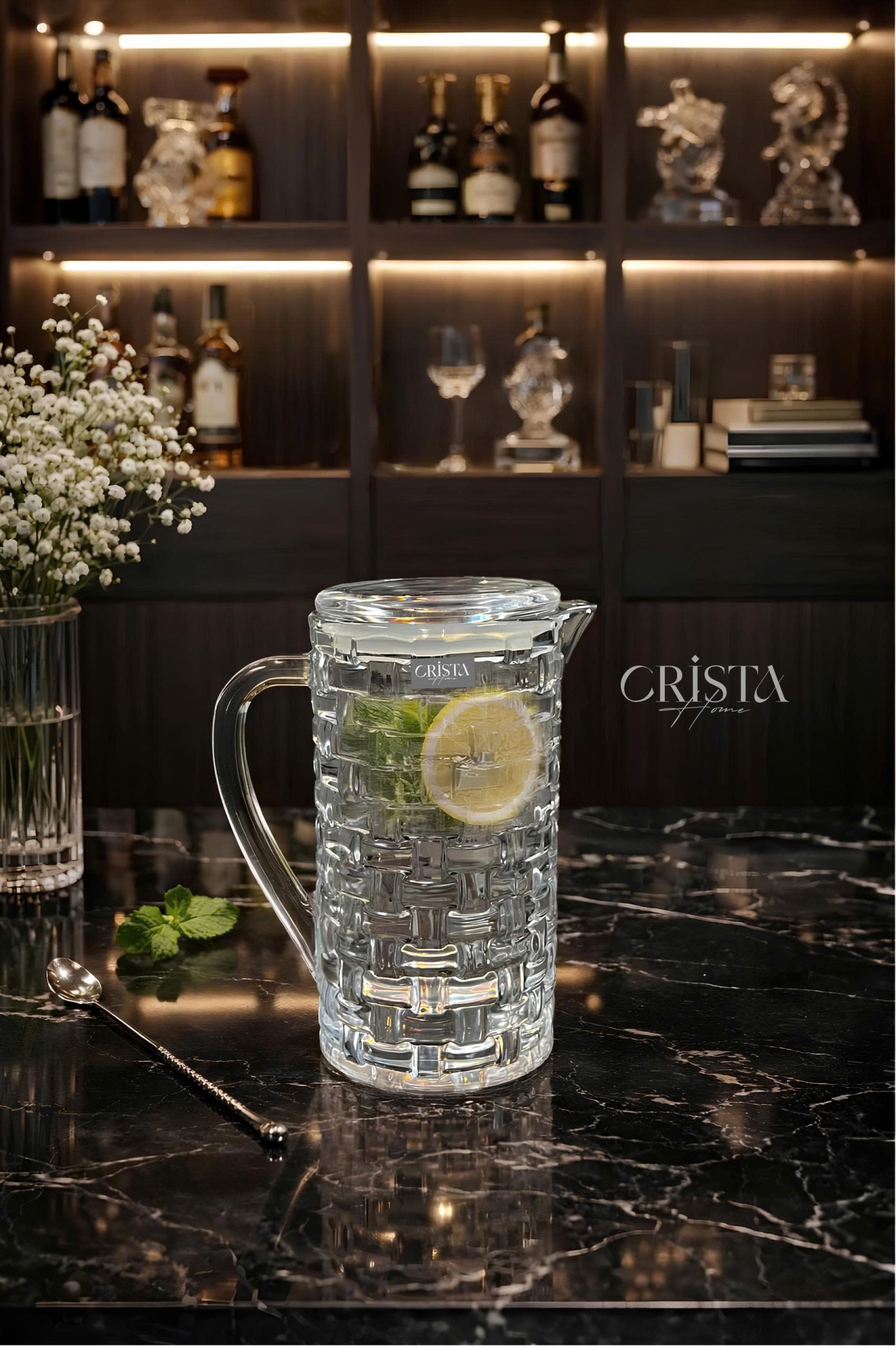 Bình Thủy Tinh 1L - 6 Màu Vân Caro CRISTA HOME sắc màu rực rỡ