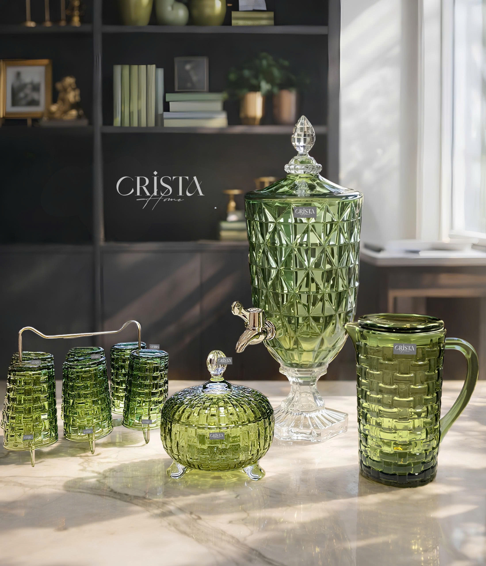 Bình Thủy Tinh 1L - 6 Màu Vân Caro CRISTA HOME sắc màu rực rỡ