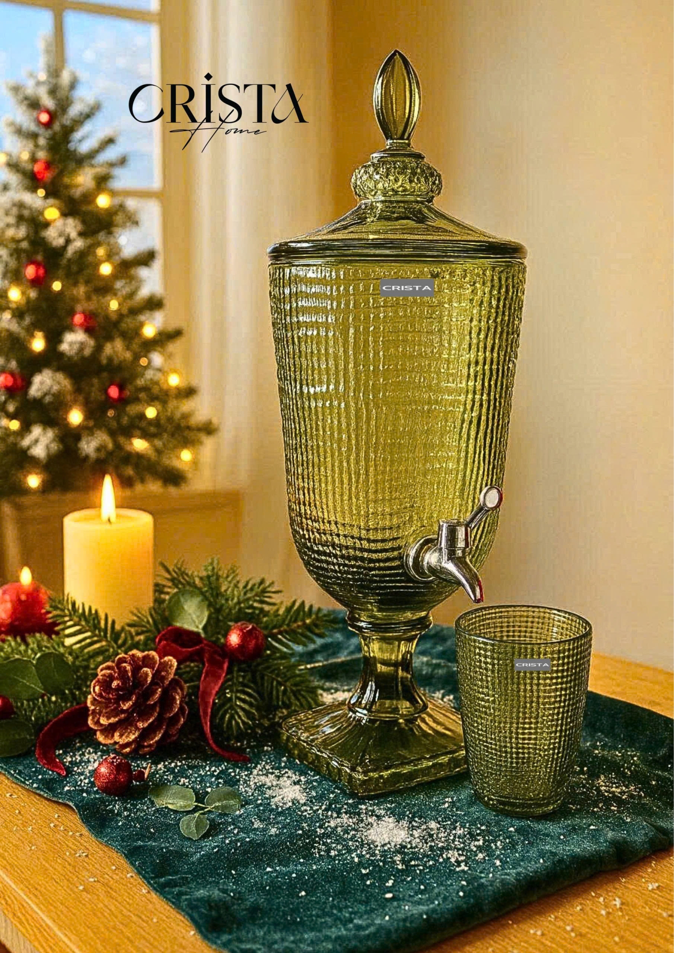 BÌNH THỦY TINH VÂN LƯỚI 3.3L - MÀU XANH LÁ