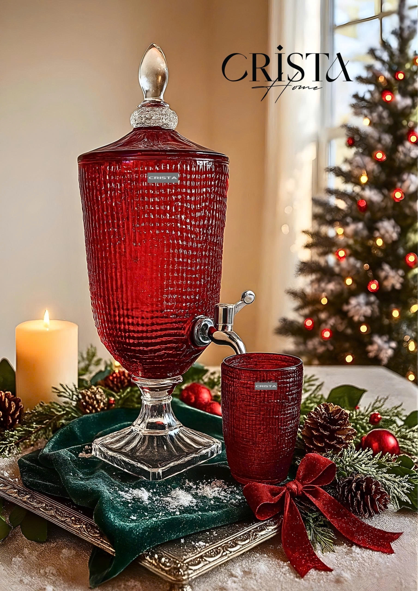 BÌNH THỦY TINH VÂN LƯỚI 3.3L - MÀU ĐỎ