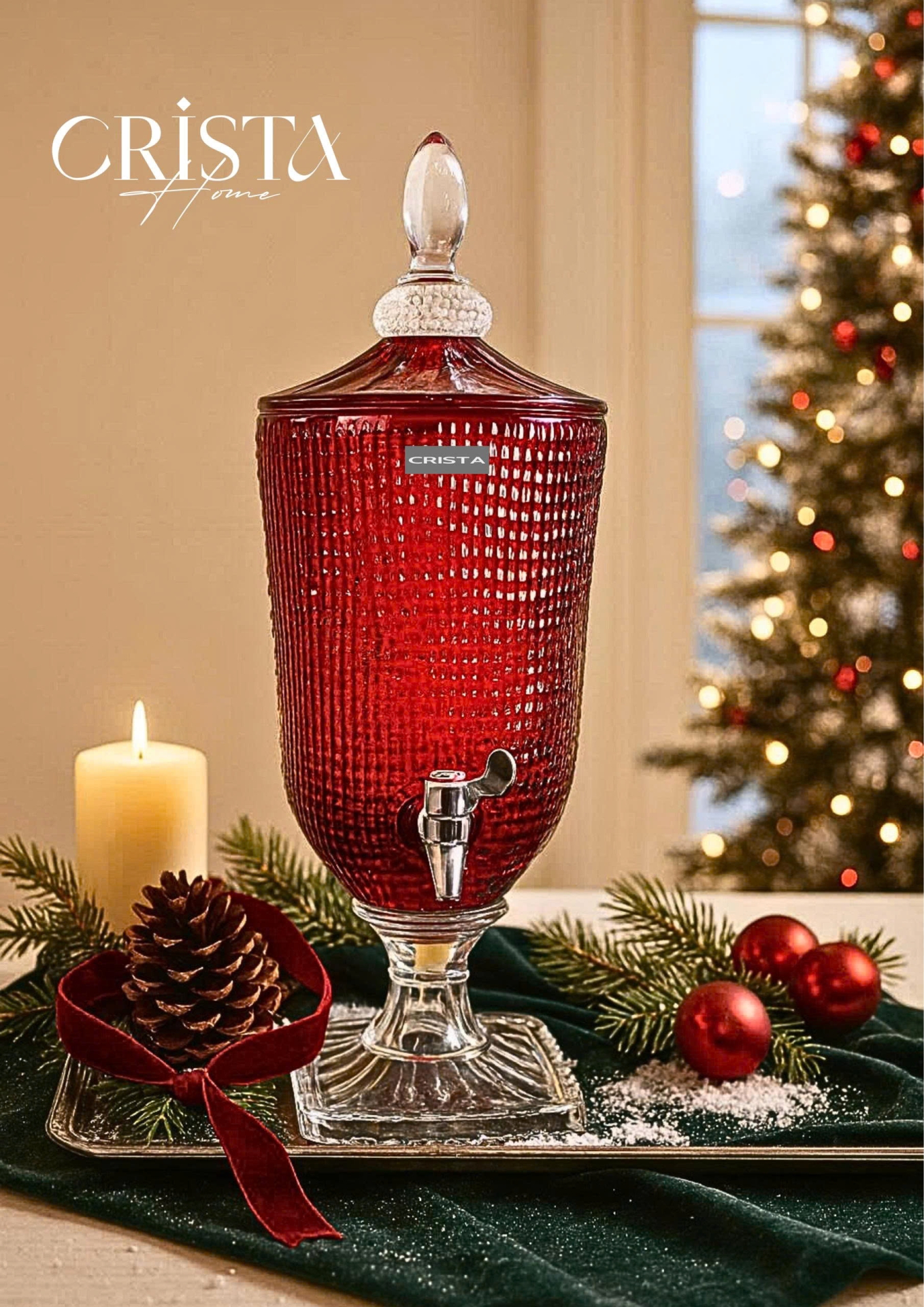 BÌNH THỦY TINH VÂN LƯỚI 3.3L - MÀU ĐỎ