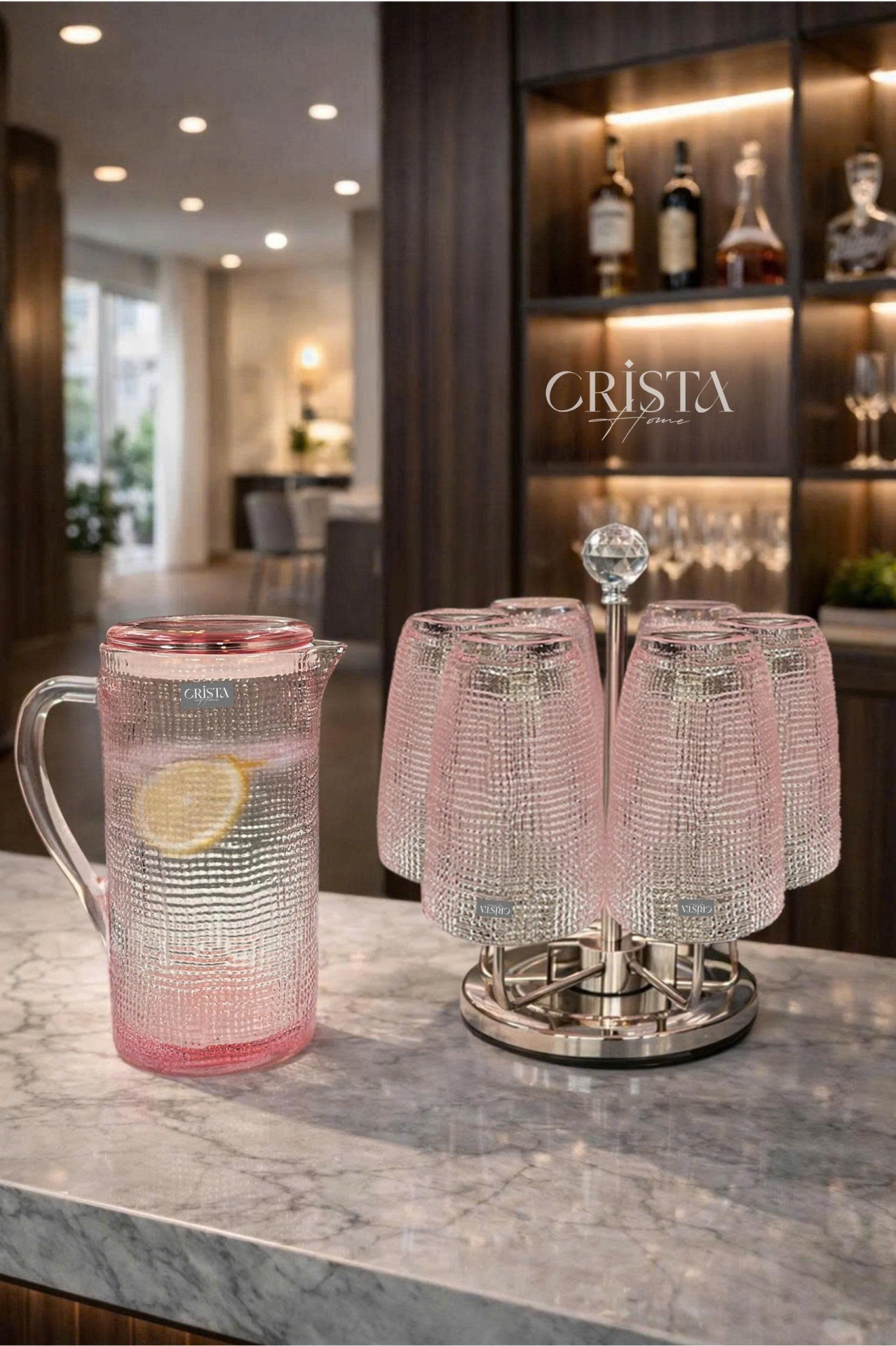 BÌNH THỦY TINH 5 Màu VÂN LƯỚI DẬP NỔI 1L CRISTA HOME