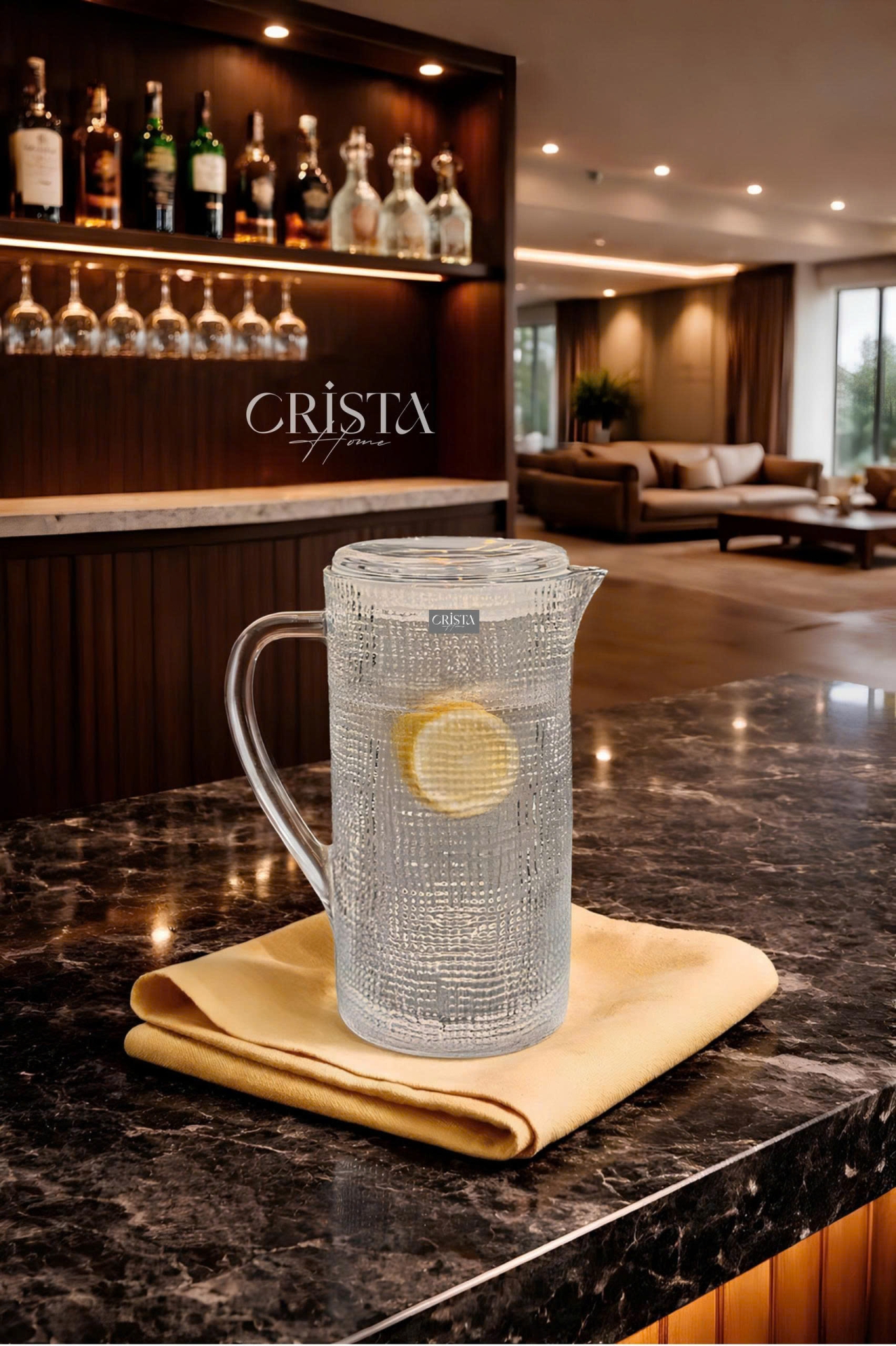 BÌNH THỦY TINH 5 Màu VÂN LƯỚI DẬP NỔI 1L CRISTA HOME