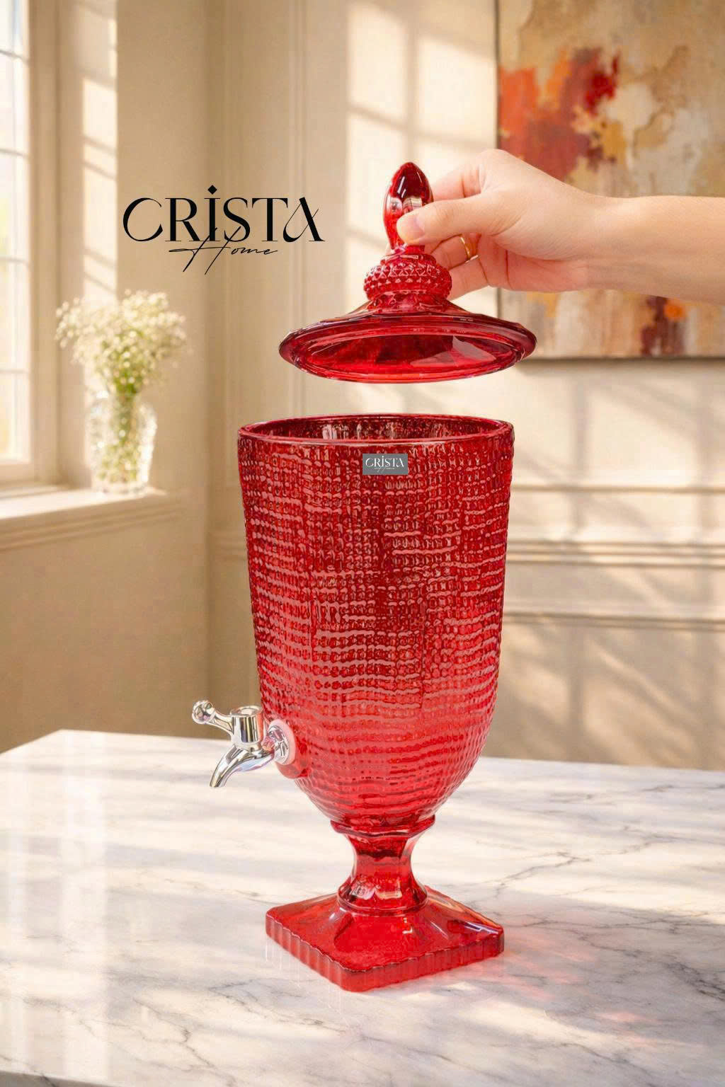 BÌNH THỦY TINH 4 Màu VÂN LƯỚI 3.3L Có Vòi Crista Home