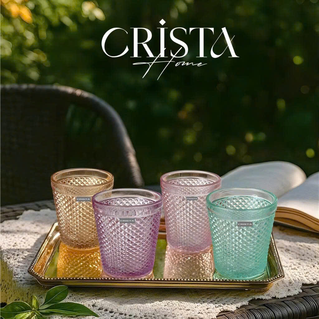 BỘ 4 CỐC VÂN KIM CƯƠNG CRISTA 300ML – MIX 4 MÀU