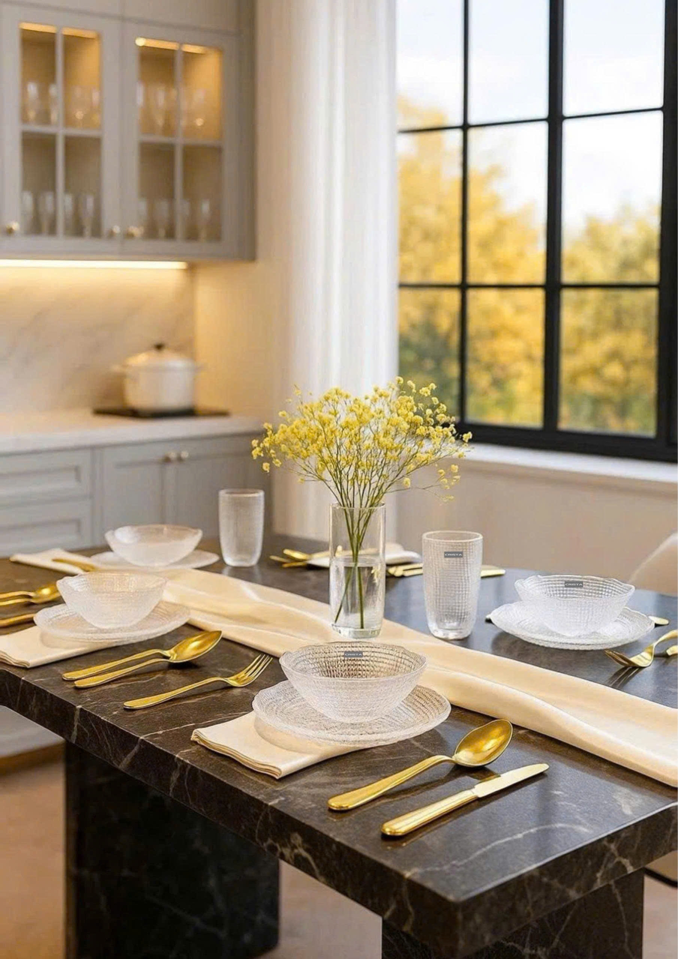 BỘ 6 MÓN THỦY TINH VÂN LƯỚI DẬP NỔI MÀU TRẮNG