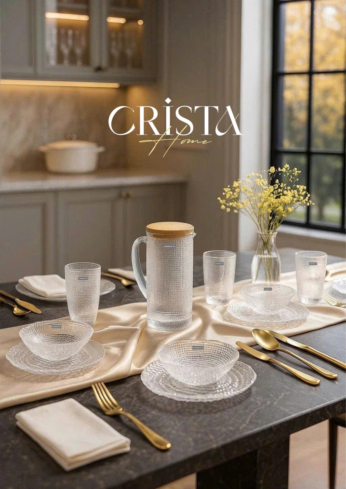 BỘ 6 MÓN THỦY TINH VÂN LƯỚI DẬP NỔI MÀU TRẮNG