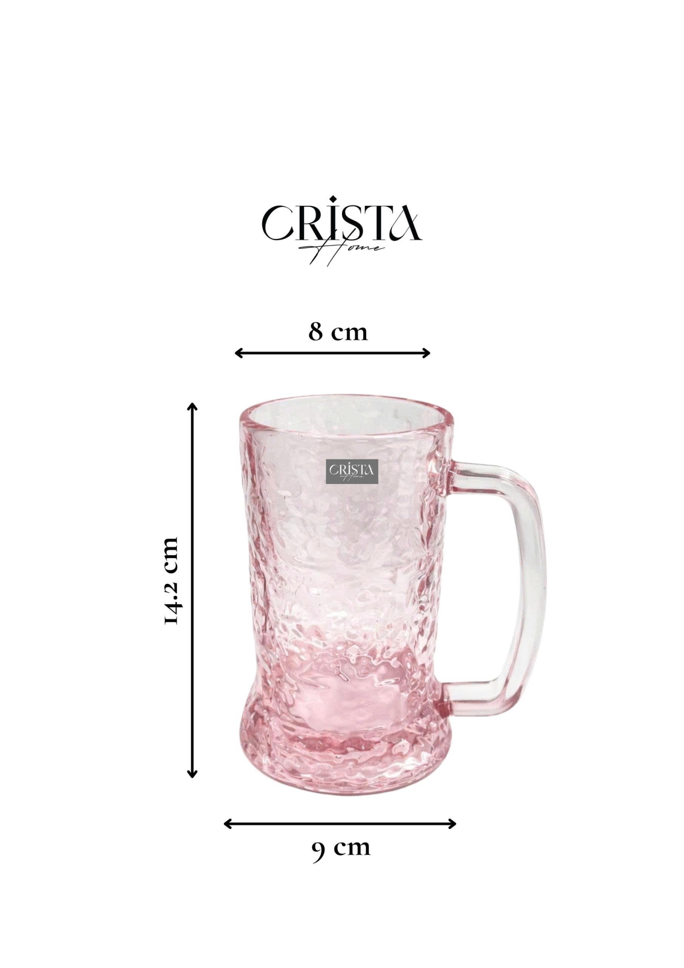 Bộ 6 Cốc Bia Thủy Tinh Vân Sóng Nước Có Quai - 3 Màu - 420ML CRISTA HOME