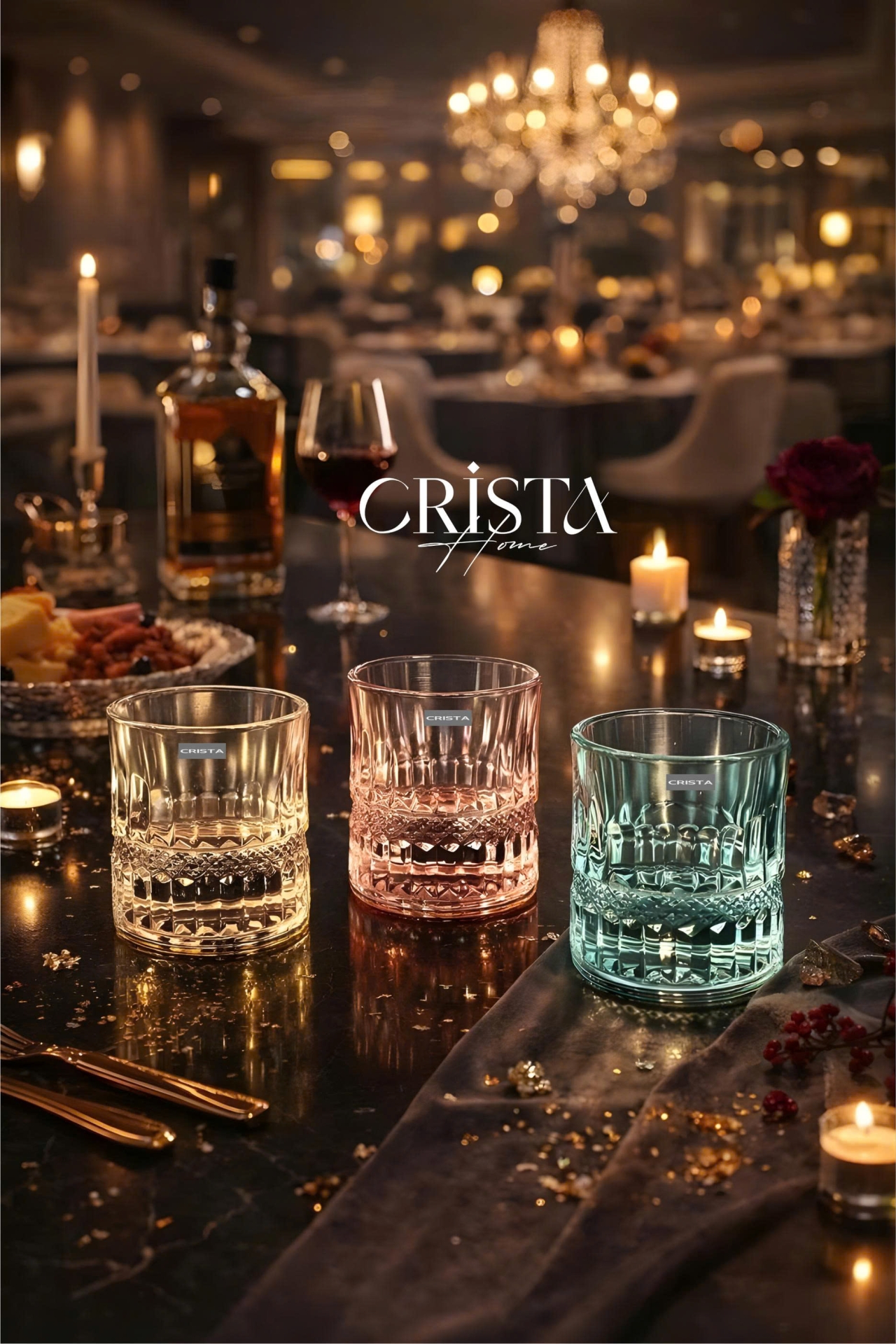 Bộ 6 cốc rượu thủy tinh Crista Home 195ml - Màu pastel