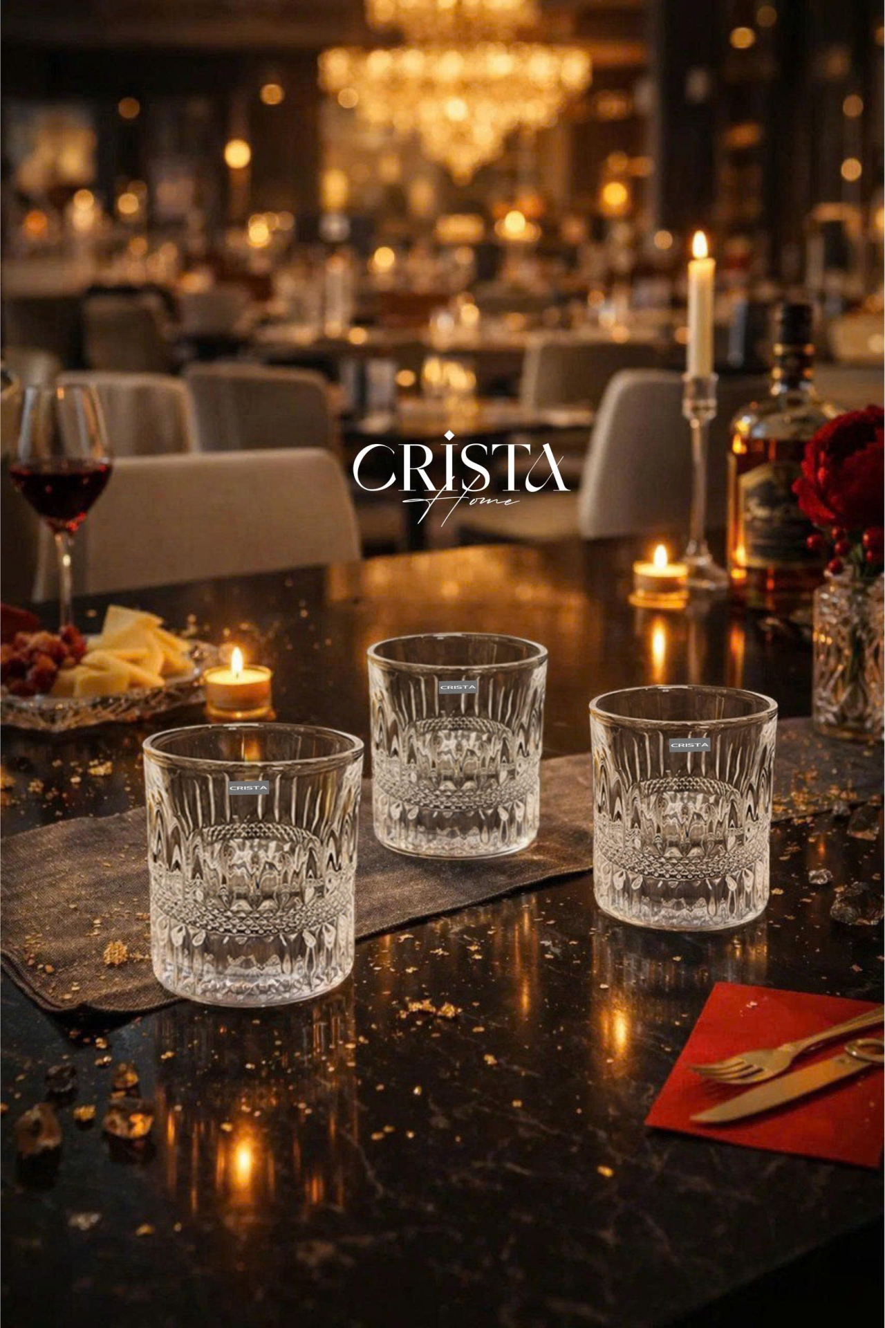 Bộ 6 cốc rượu thủy tinh (2 Màu) Crista Home 195ml