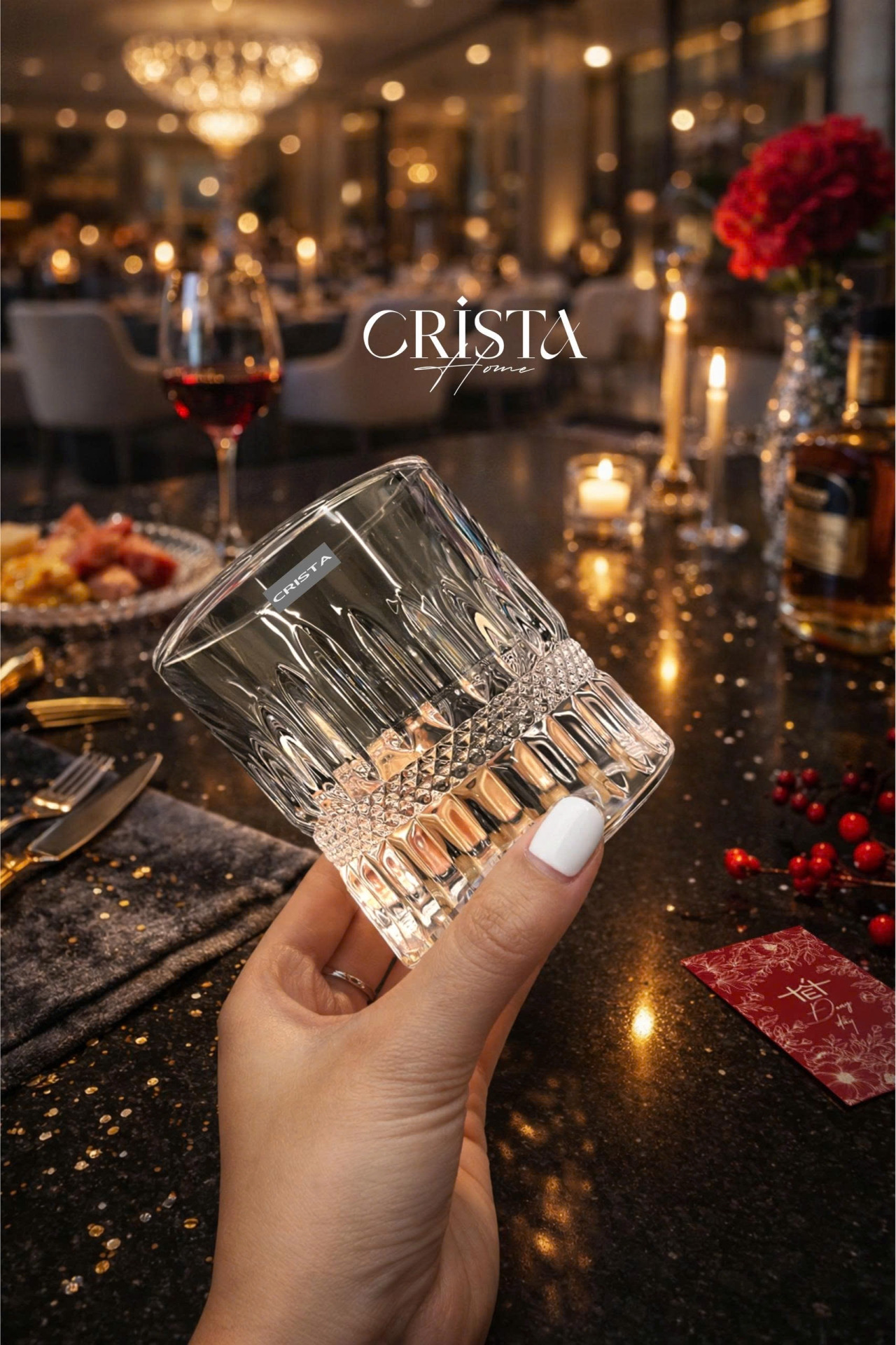 Bộ 6 cốc rượu thủy tinh (2 Màu) Crista Home 195ml