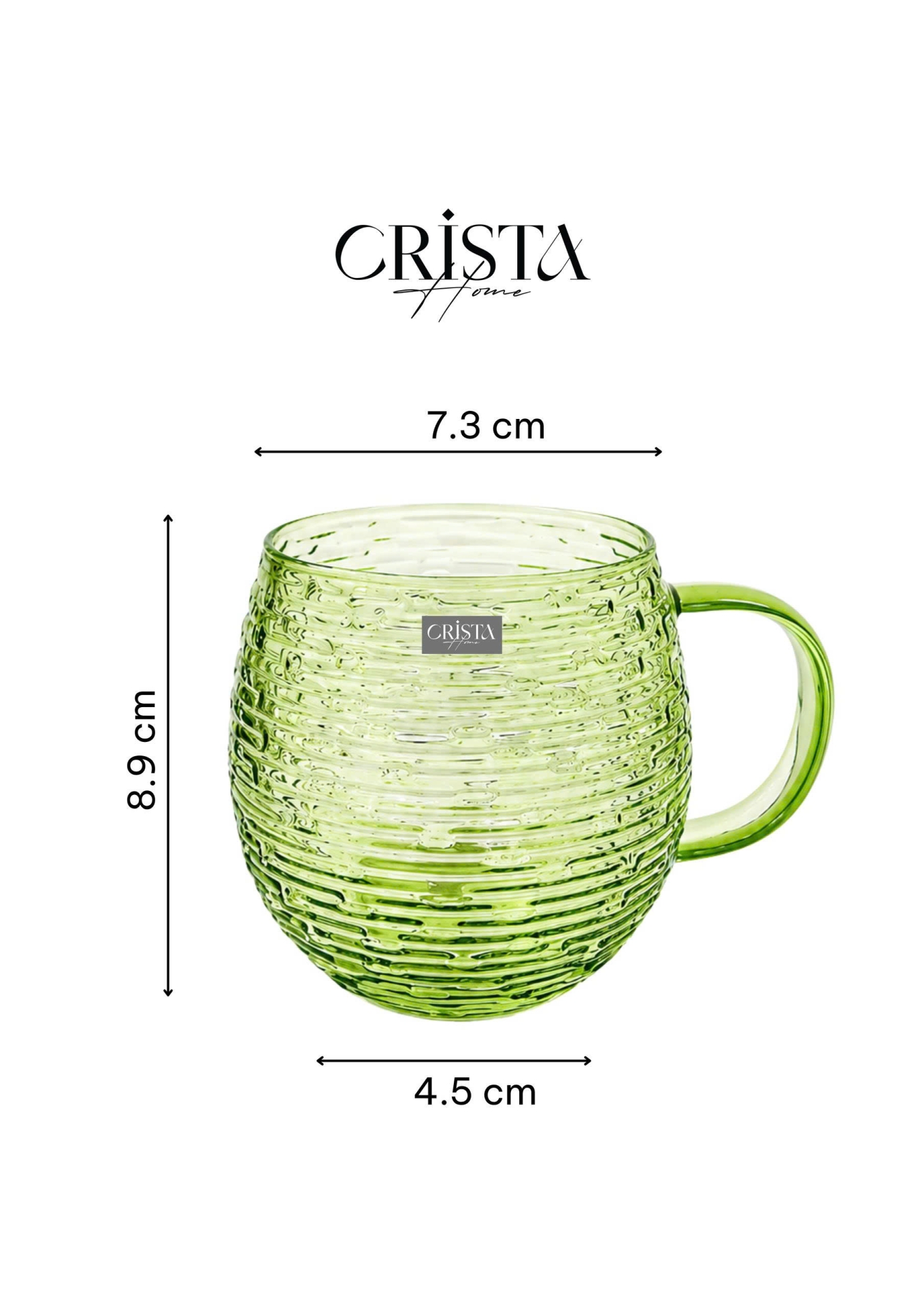 BỘ 6 CỐC DÁNG BẦU VÂN NGANG CÓ QUAI 350ML - 2 Màu CRISTA HOME