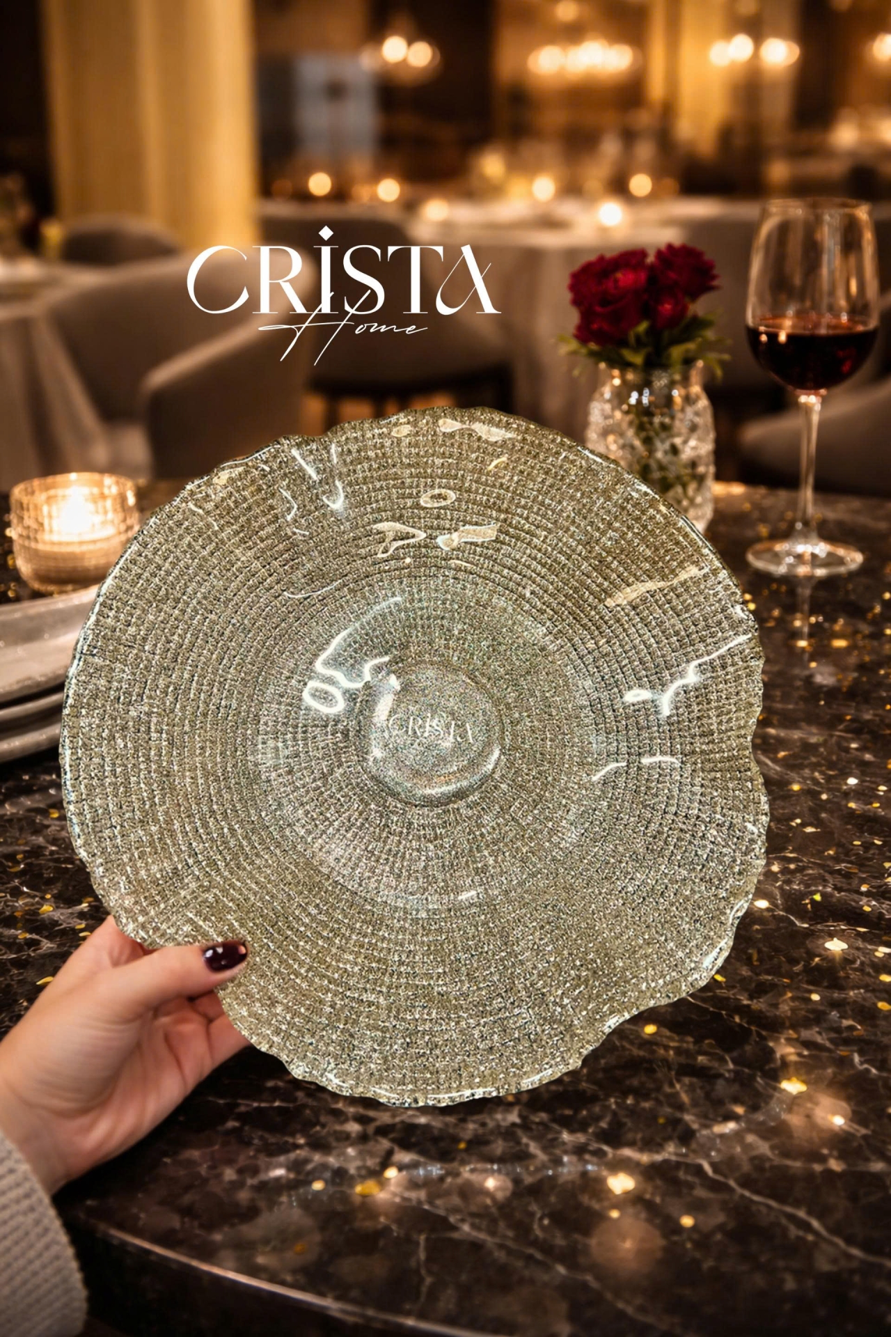 ĐĨA VÂN LƯỚI CHÂN CAO ĐK 29CM - 5 MÀU