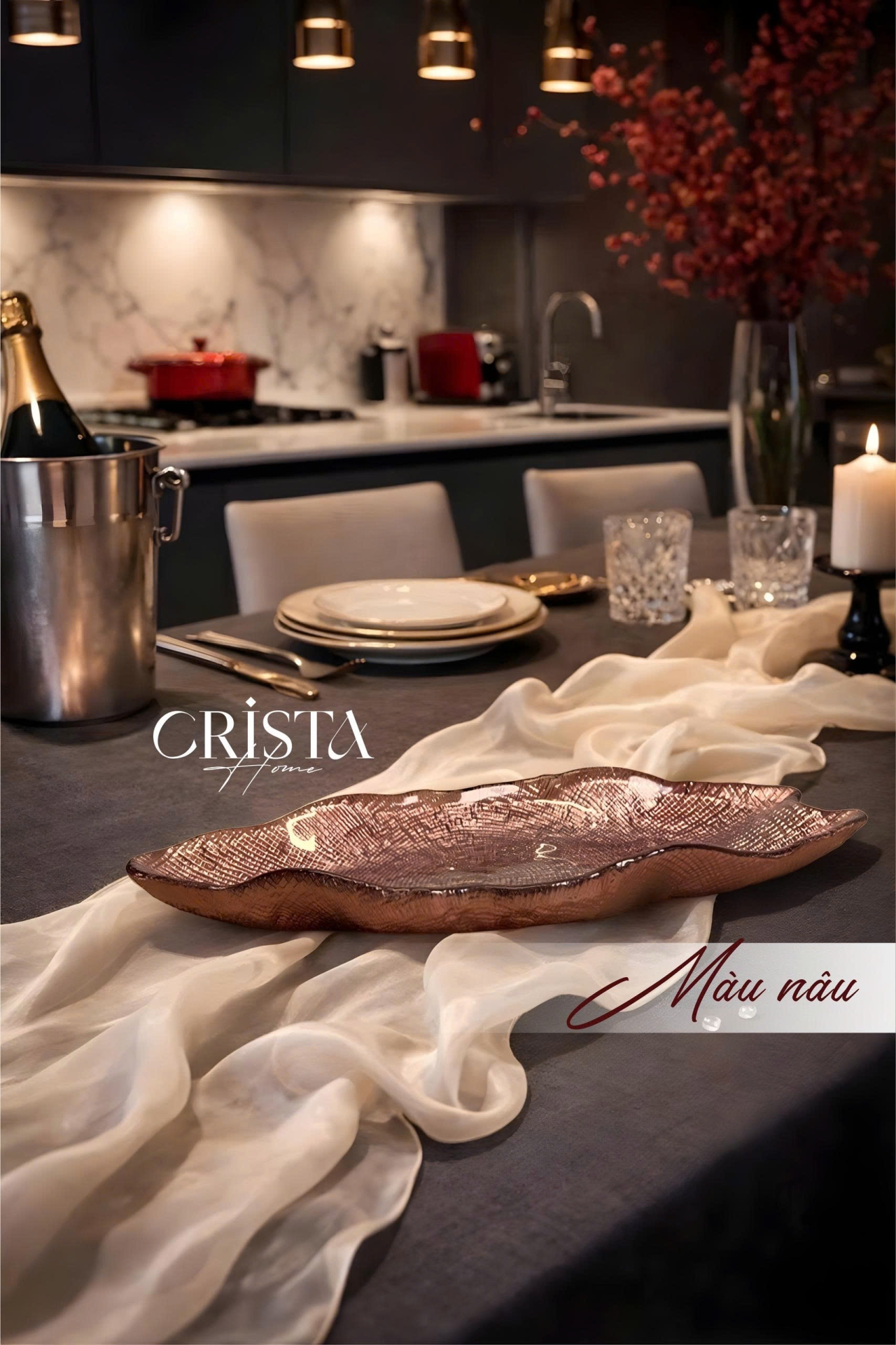 Đĩa Thủy Tinh Bầu Dục 43 x 17cm - 3 màu