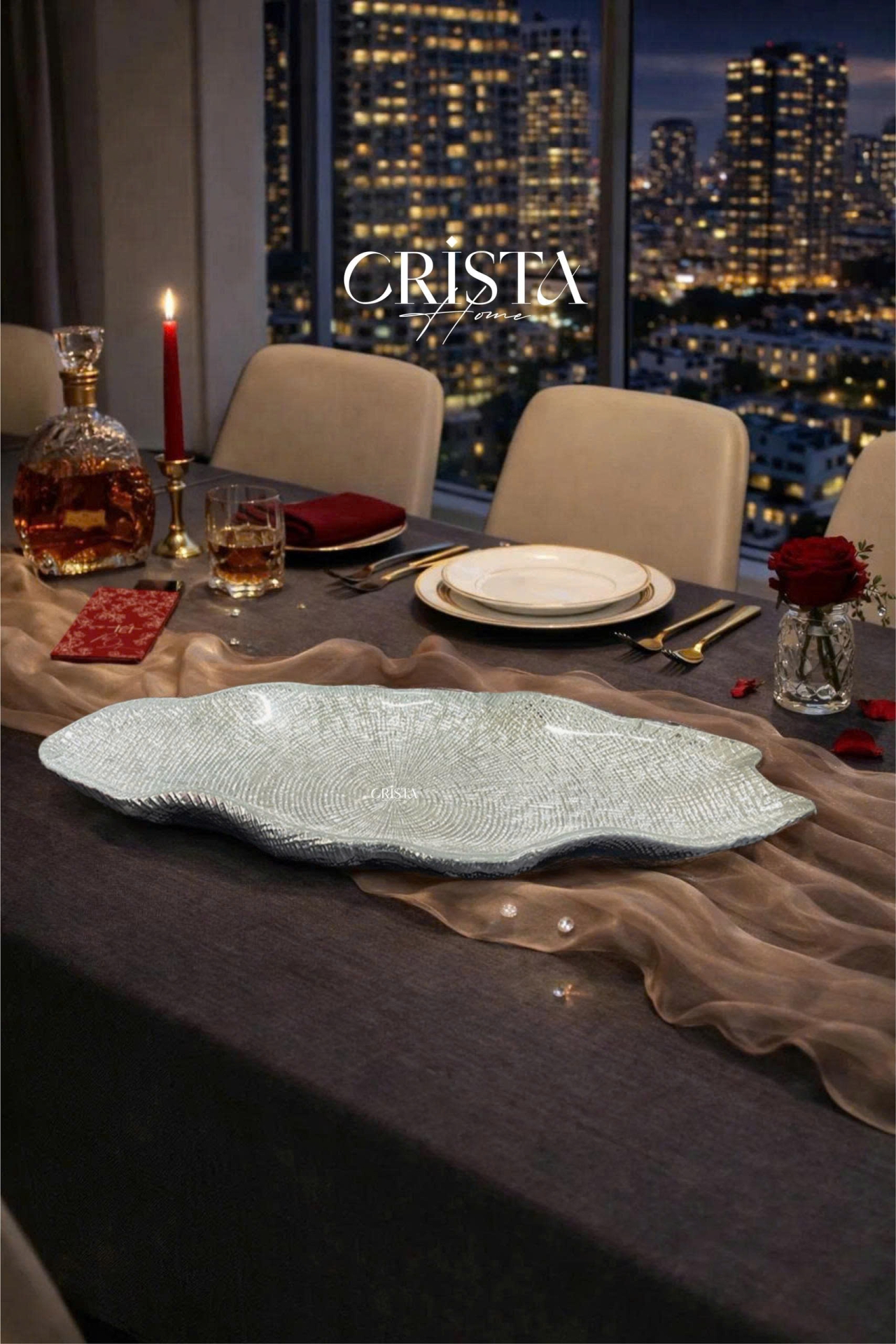 Đĩa Thủy Tinh Bầu Dục 43 x 17cm - 3 màu