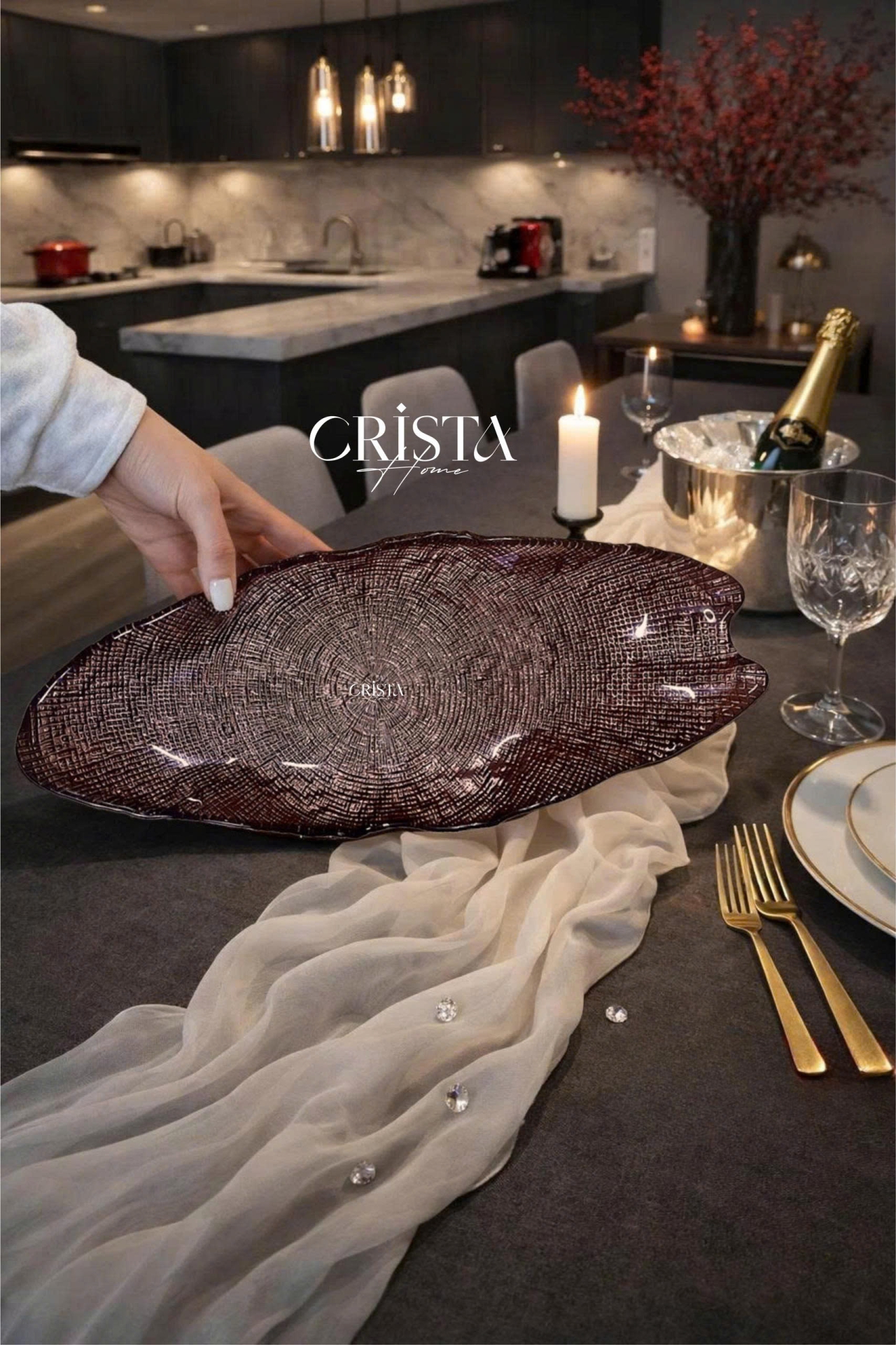 Đĩa Thủy Tinh Bầu Dục 43 x 17cm - 3 màu