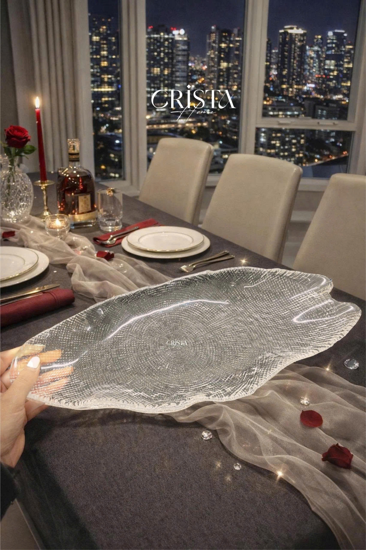 Đĩa Thủy Tinh Bầu Dục 43 x 17cm - 3 màu