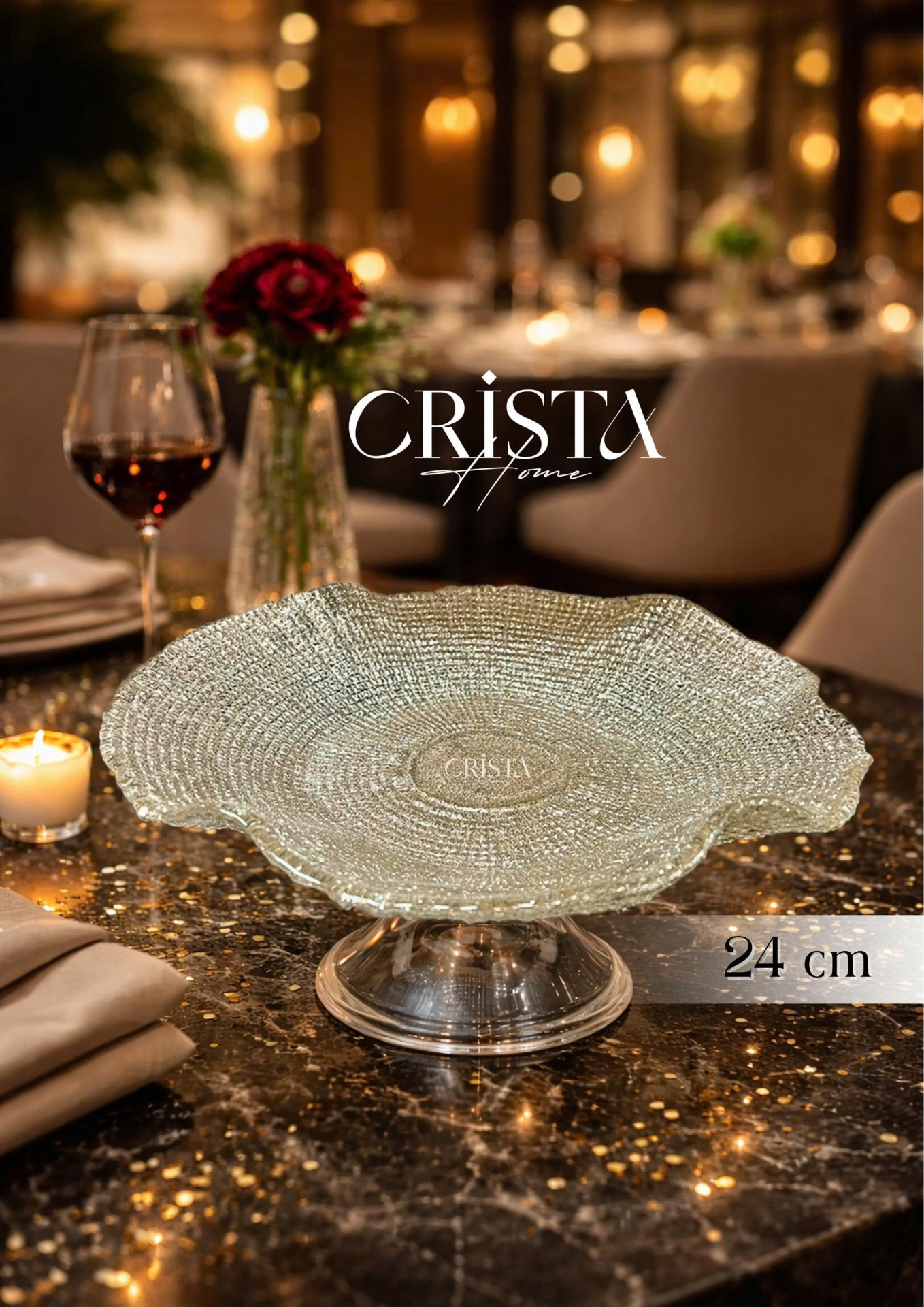 ĐĨA VÂN LƯỚI CHÂN CAO ĐK 24CM - 5 MÀU