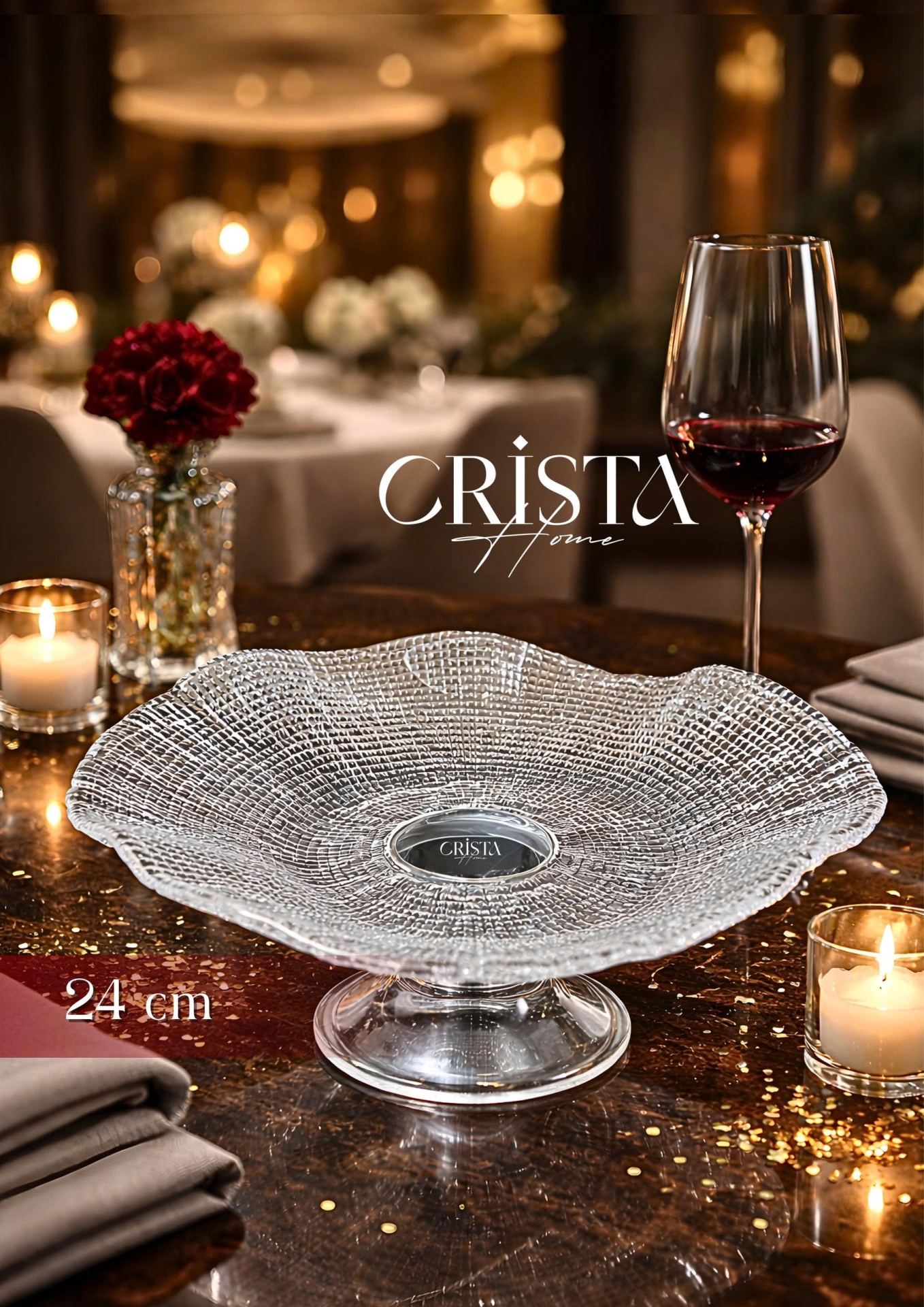 ĐĨA VÂN LƯỚI CHÂN CAO ĐK 24CM - 5 MÀU