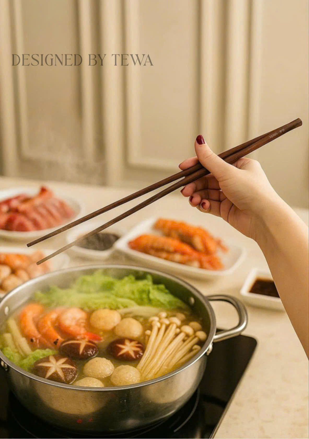 Set 2 đôi đũa nấu ăn bằng gỗ cánh gà 42 cm