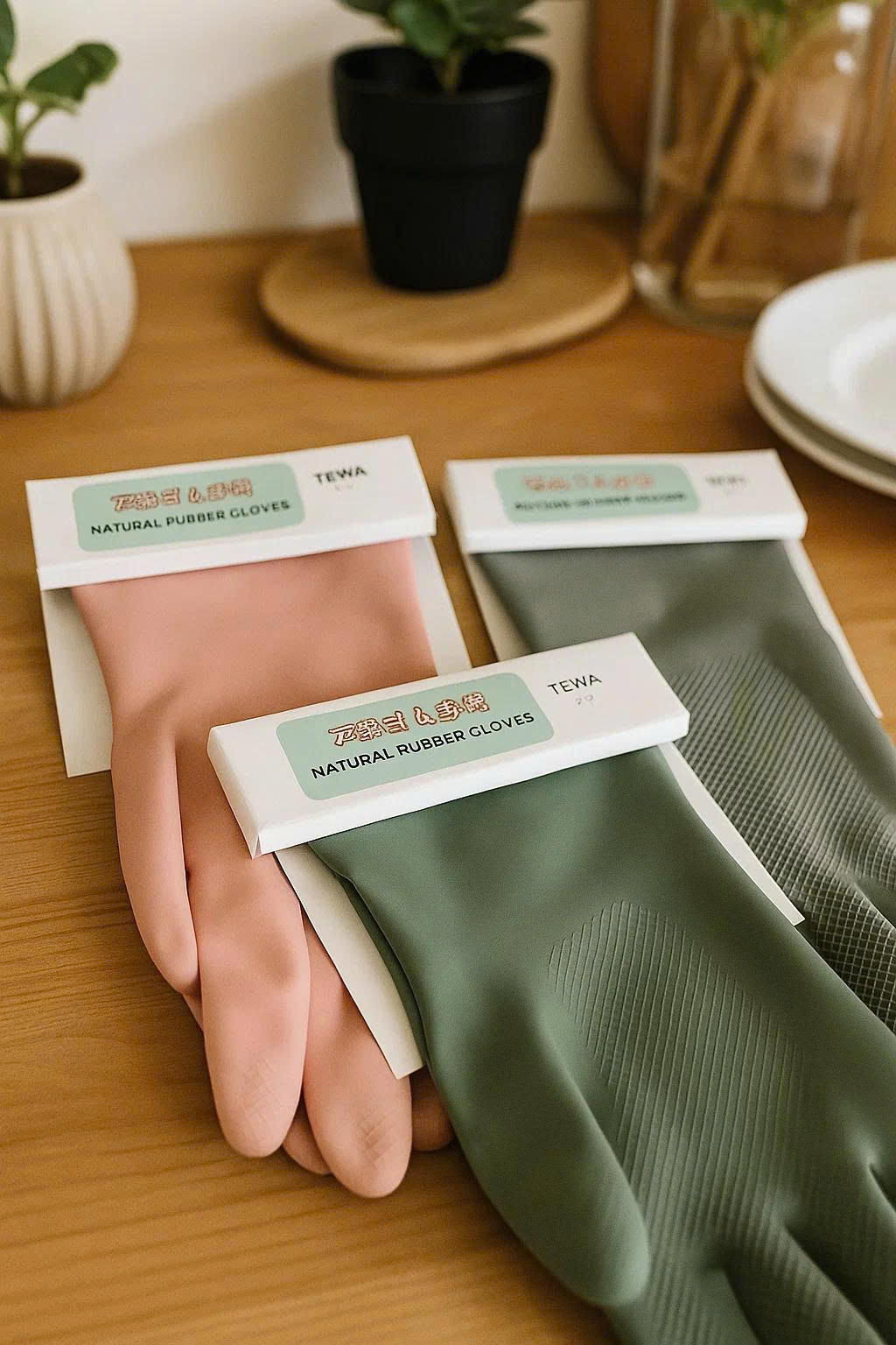 Găng tay cao su thiên nhiên màu hồng