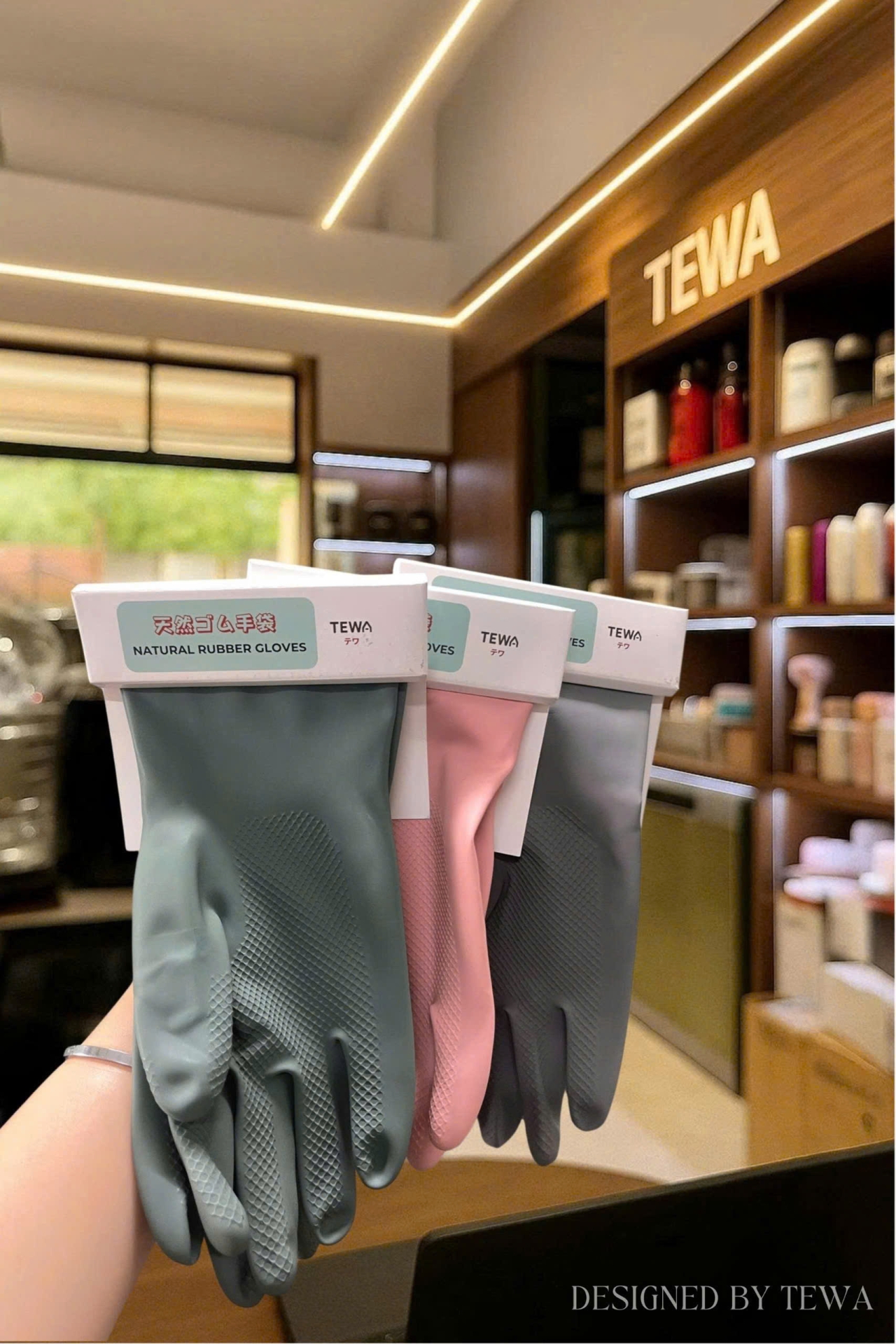 Găng tay cao su thiên nhiên màu hồng