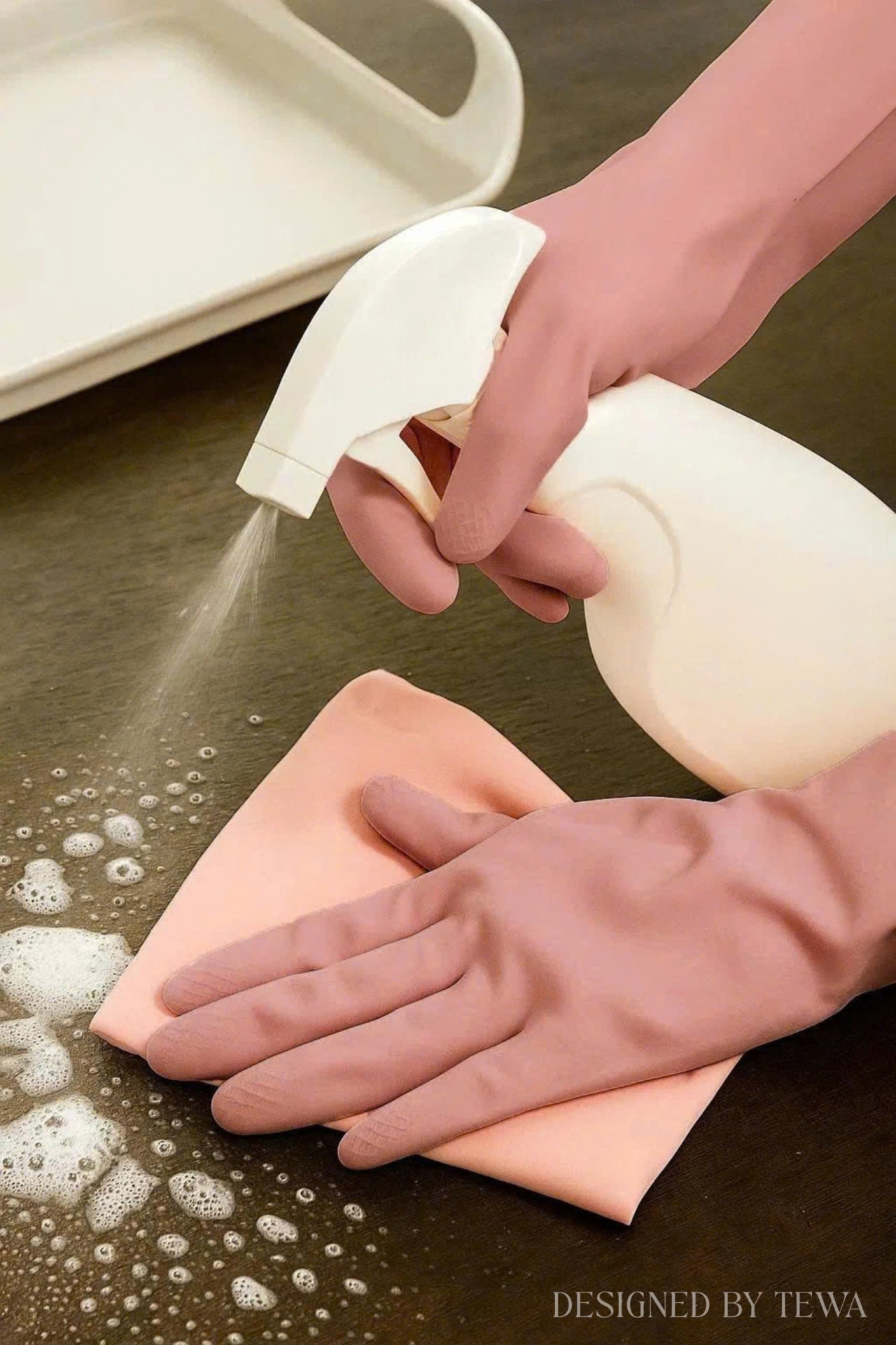 Găng tay cao su thiên nhiên màu hồng